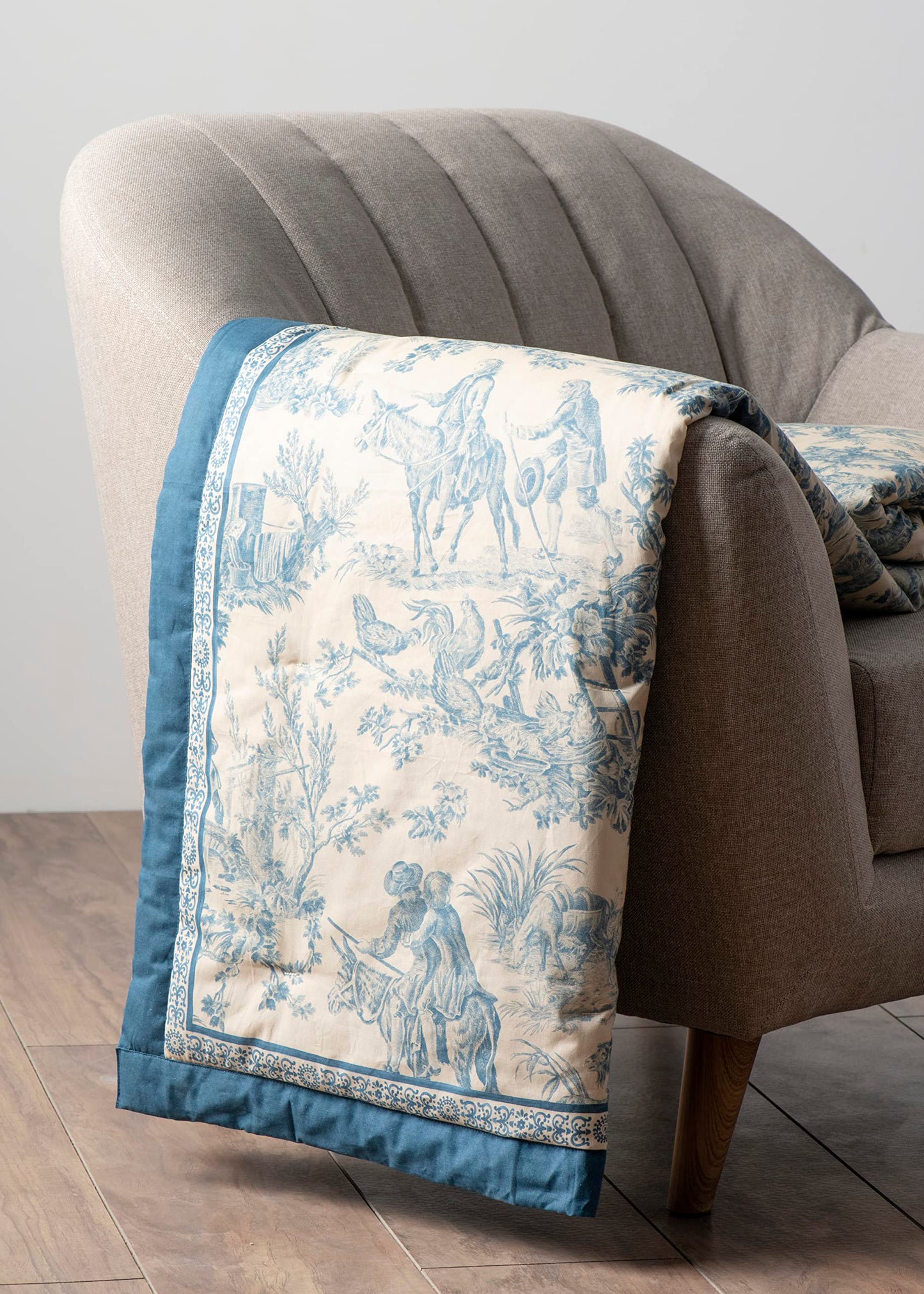 Maison d' Hermine Throw Blanket for Couch Lightweight Soft Warm Breathable Cotton Throw Blankets for Bed Girls Boys Women Men Gifts Sofa Living Room Spring Summer (The Miller - Blue, 60" X 80")