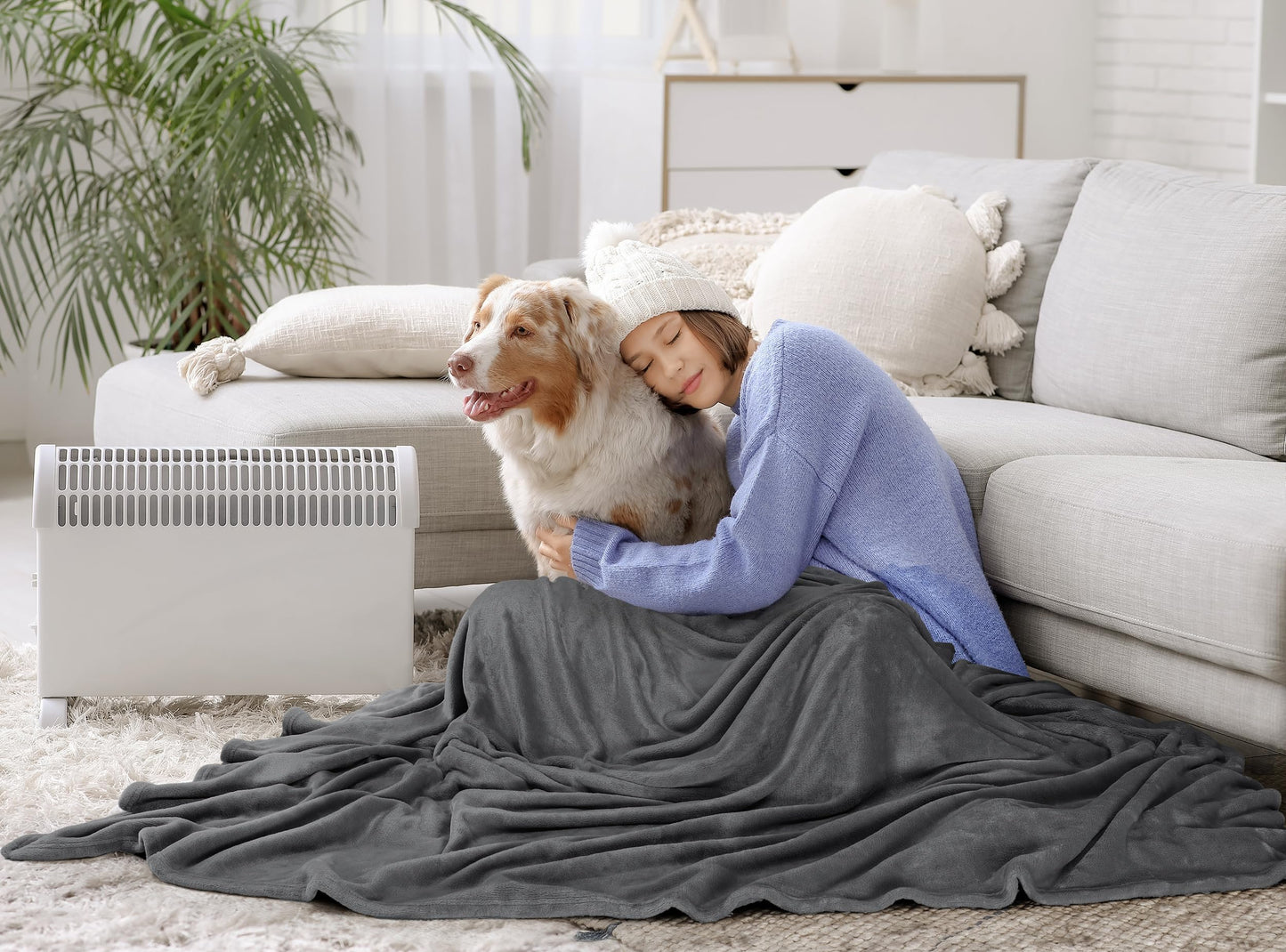 Utopia Bedding Fleece Blanket Queen Size Grey (90x90 Inches) Ultra Soft Warm Lightweight Microfiber Breathable Anti-Static Cozy Bed Blanket for Fathers Day, All-Season Home Decor Gift for Husband, Men