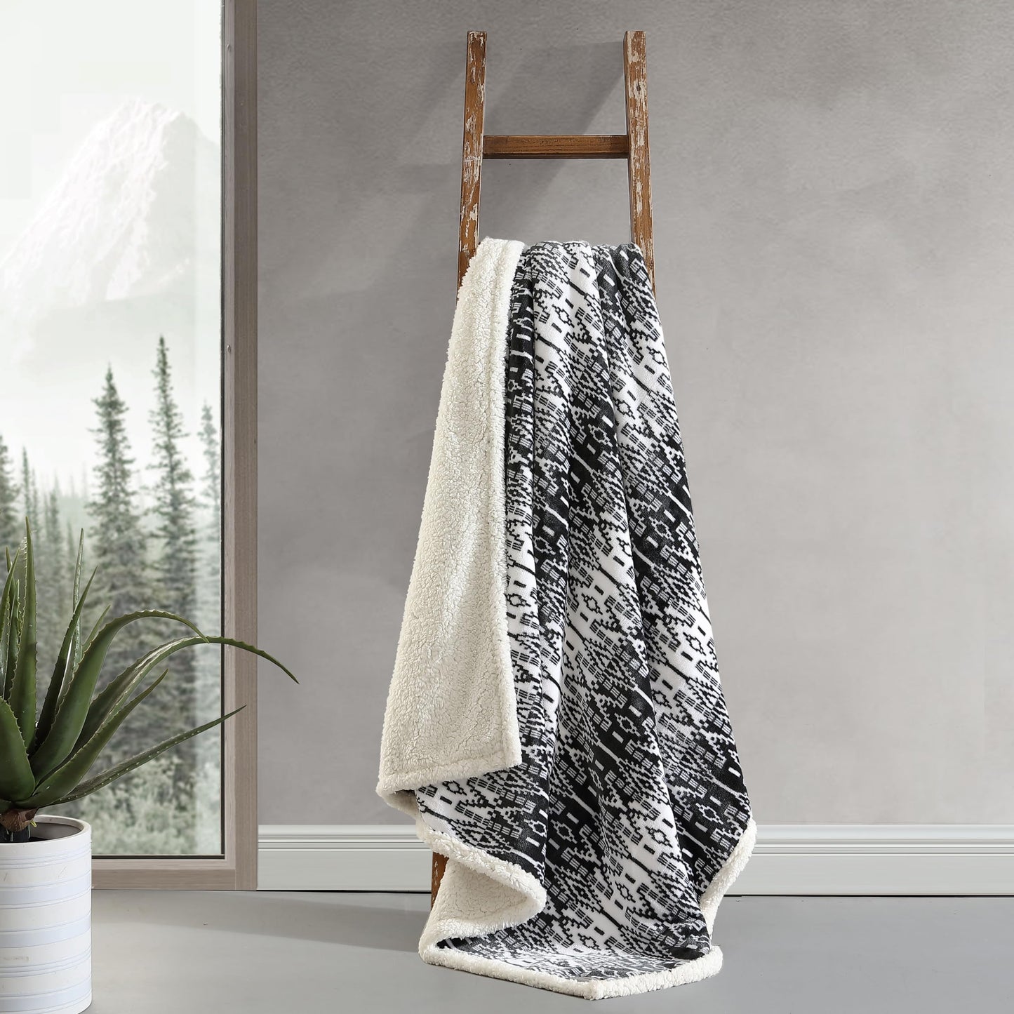 Eddie Bauer - Throw Blanket, Brushed Fleece & Plush Sherpa Soft Bedding, Blanket for Couch & Bed (San Juan Grey, 50" x 60")