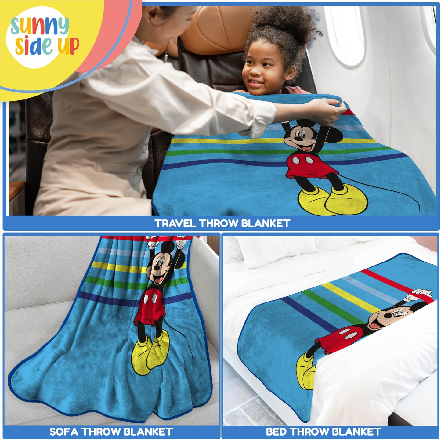 Disney Mickey Mouse Plush Travel Throw Blanket - Measures 40 x 50 Inches - Super Soft & Cozy Travel Accessories