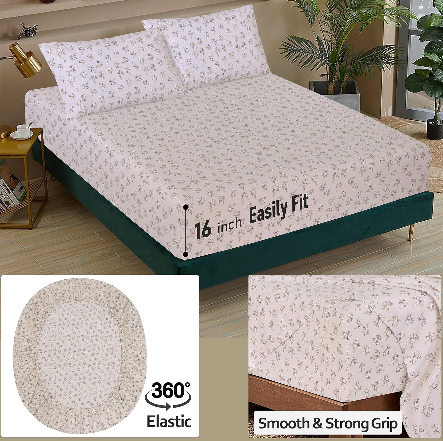 RUVANTI 100% Cotton Percale Sheets Full Size, Twin Spring