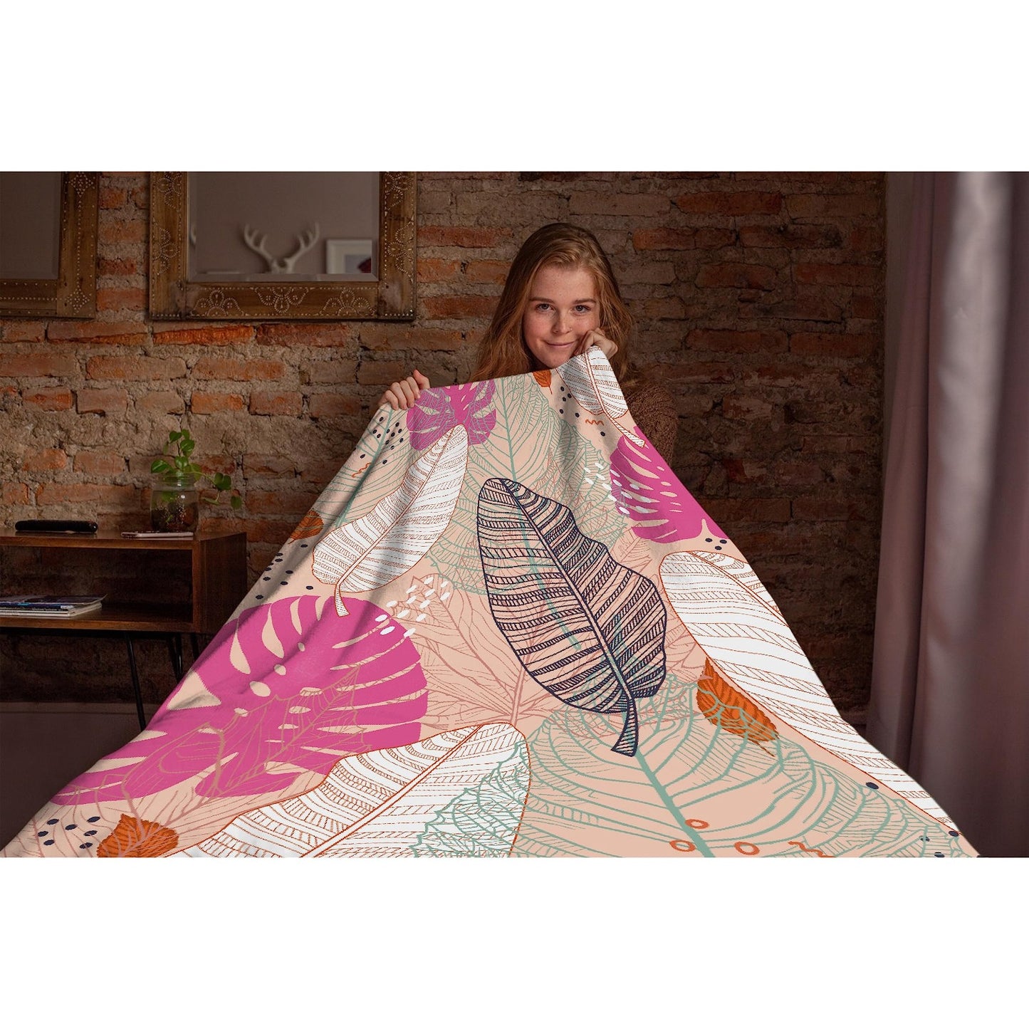 Blanket Leaves Tropical Plants Leaf Soft Cozy Throw Lightweight Microplush Blankets for Couch Bed Sofa All Season Warm-50 in x 40 in Small for Kids