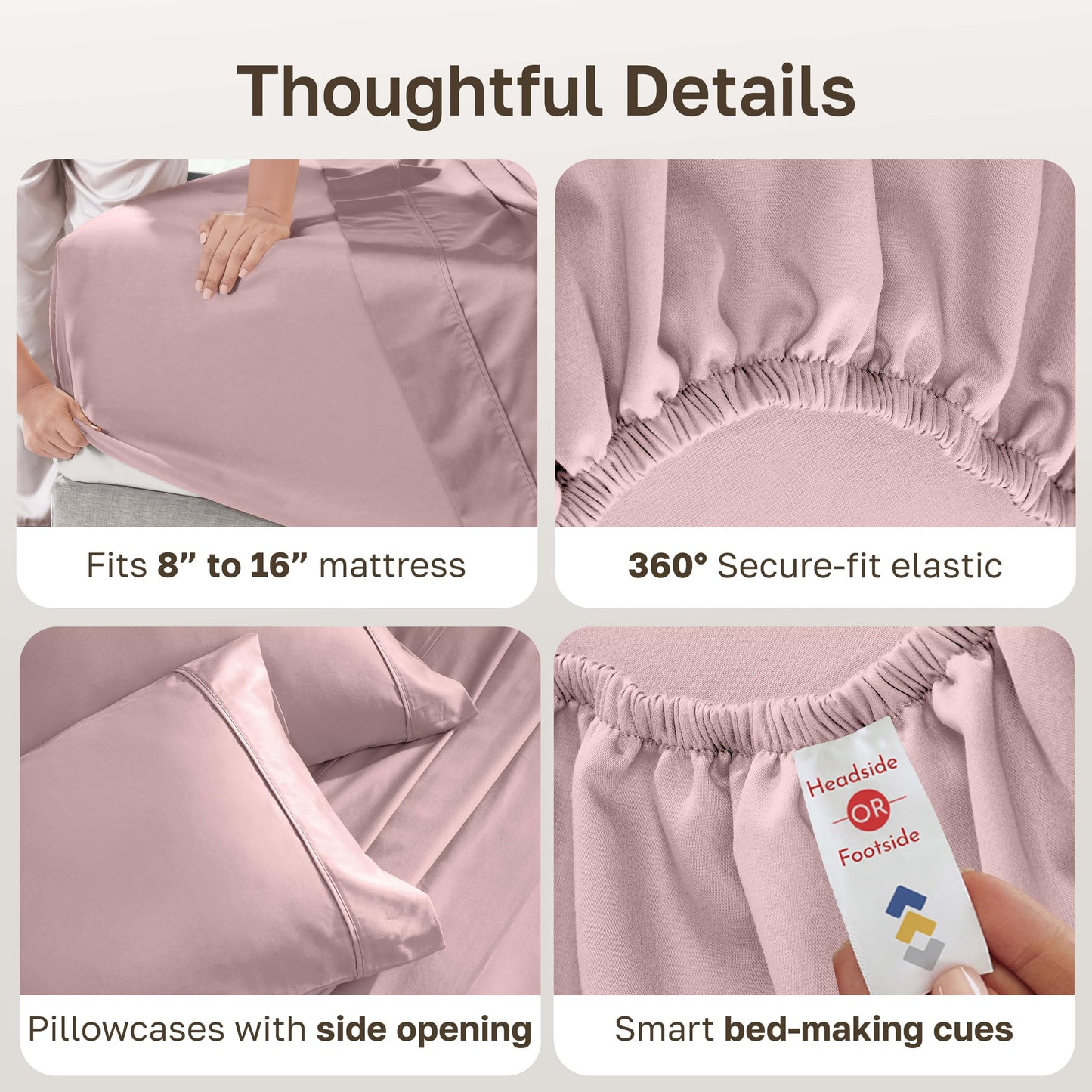 California Design Den Soft 100% Cotton Sheets Queen Size Set, 400 Thread Count Good Housekeeping Award Winner, Smooth Sateen Finish with Deep Pockets, Cozy and Durable Cotton Bedding Set - Mauve