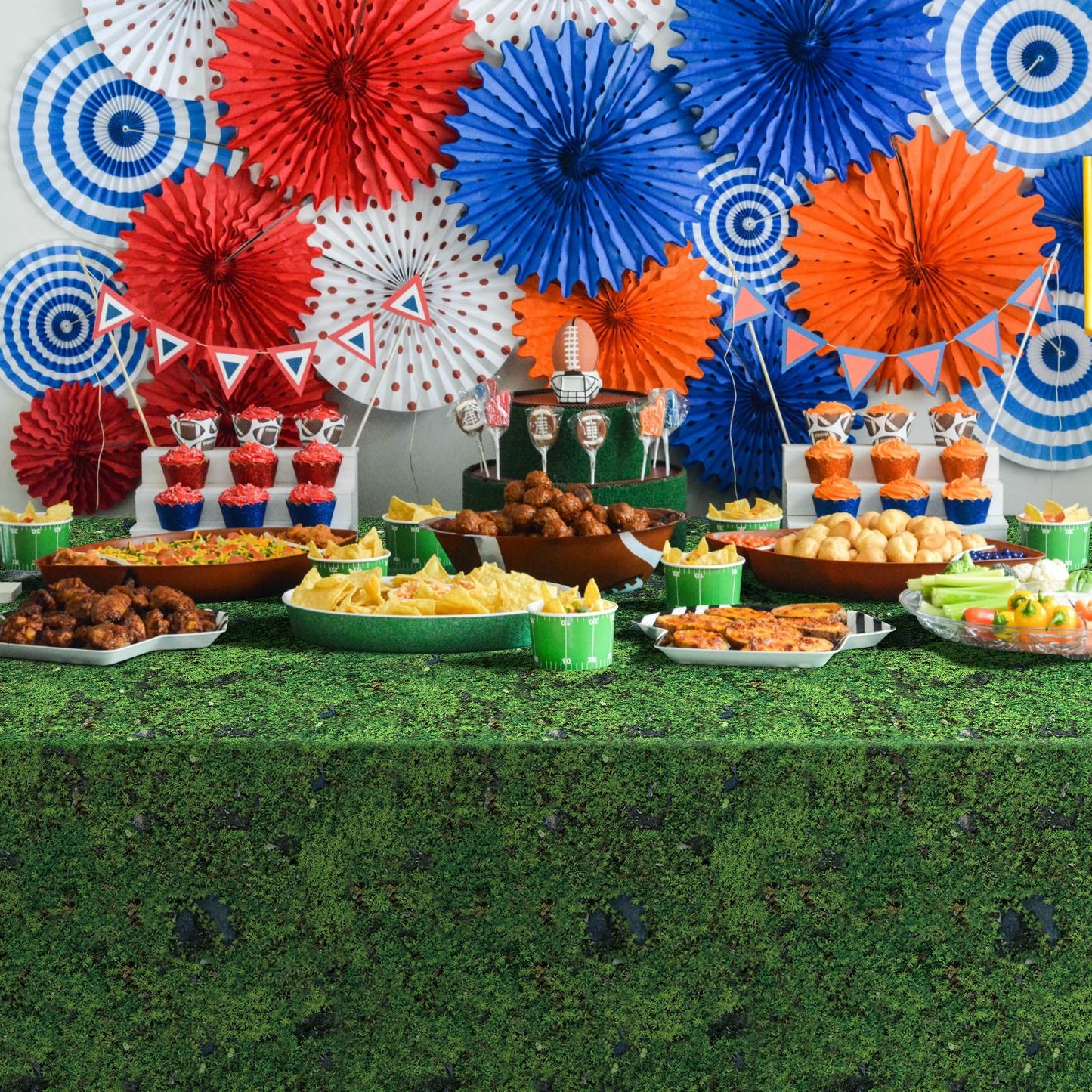 YIDAKO 3Pcs Green Moss Plastic Tablecloths Grass Green Leaf Table Cloth Disposable Rectangle Table Cover for Soccer World Cup Nature Forest Jungle Golf Theme Party Decorations, 54 X 108inch
