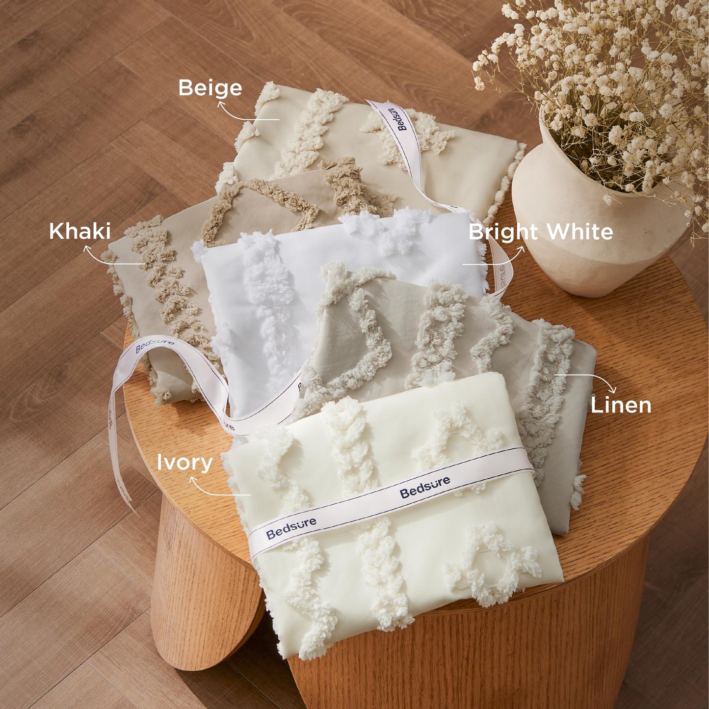Bedsure Tufted Boho Comforter Set Queen Size - Beige Boho Bed Set, GentleSoft™ 3 Pieces Farmhouse-Style Embroidery Bedding, Gifts for Woman, Soft Jacquard Kids' Queen Comforter for All Seasons