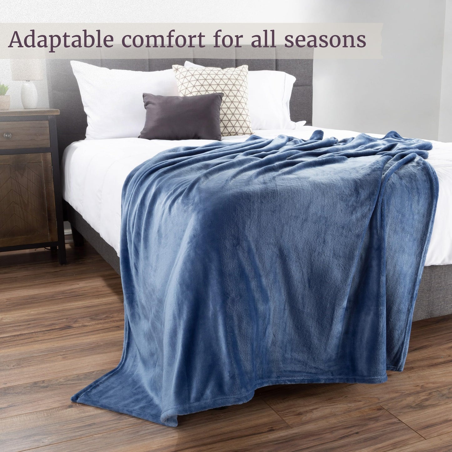 Flannel Fleece Blanket - 60x70 Oversized, Soft, and Plush Microfiber Throw - Lightweight Decor for Beds, Sofas, and Chairs by Lavish Home (Blue)