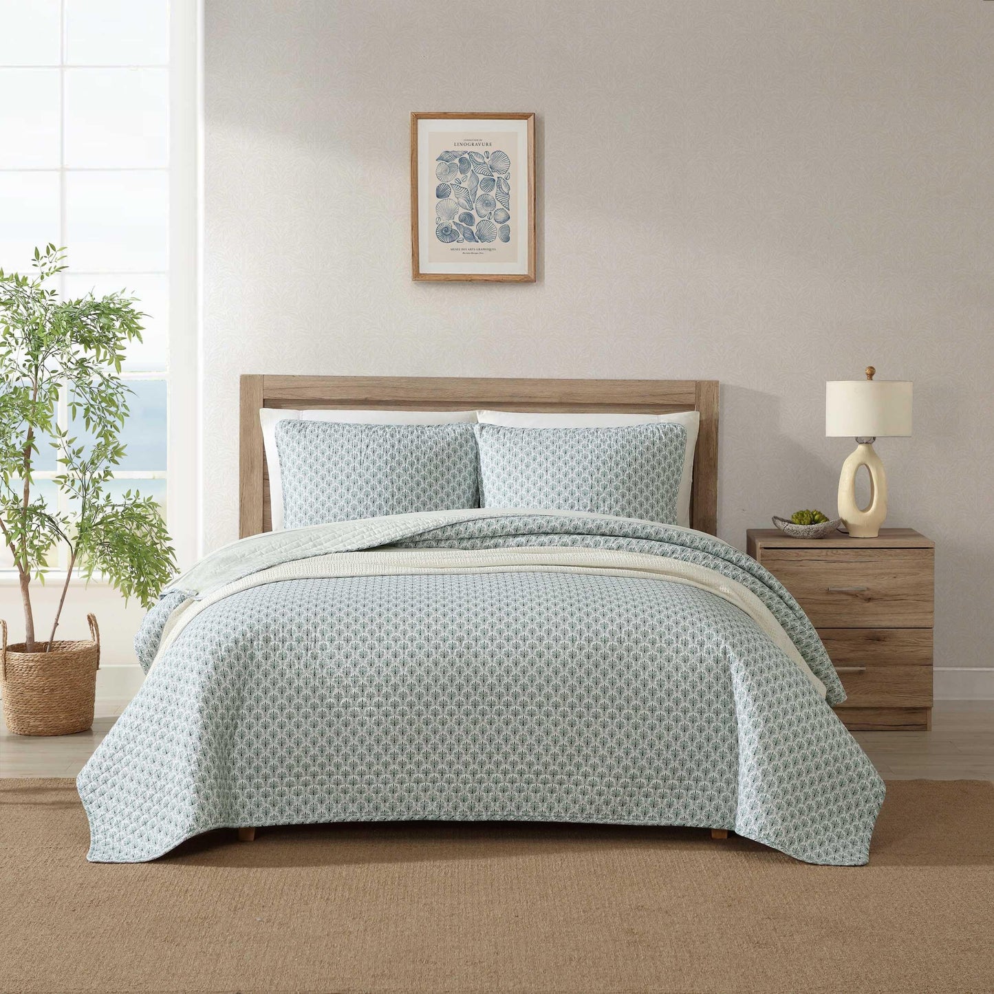 Tommy Bahama - King Quilt Set, Super Soft Cotton Bedding with Matching Sham(s), Super Soft, Oeko-Tex Certified (Coastal Batik Green, King)