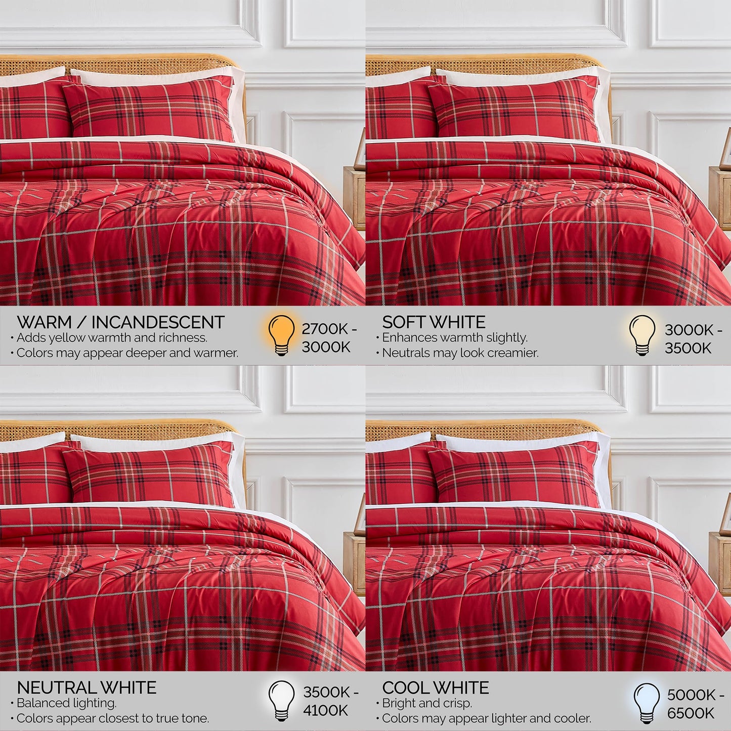 Southshore Fine Living Inc. Duvet Cover King/California King Size Set –Extra Soft Bedding w/ Zipper Closure –King Duvet Cover Set 108"x98", 2 Pillow Shams 20"x36" – Wrinkle Resistant– Vilano Plaid Red