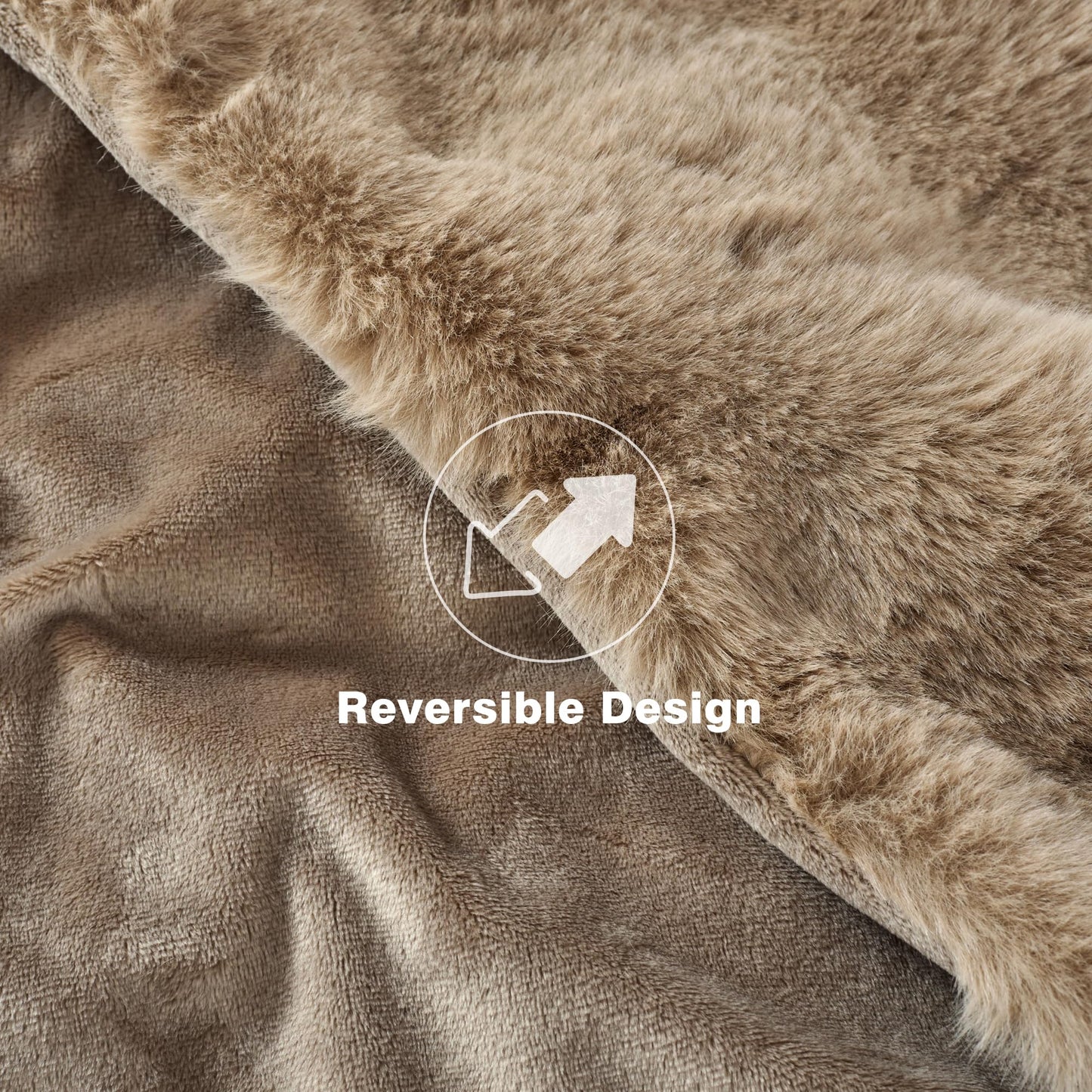 CloudDwelling Faux Rabbit Fur Bubble Throw Blanket Plush Fluffy Cozy Blanket for Couch Bed Sofa Reversible Winter Warm Blanket for Home Decor (Taupe, 50"x60")