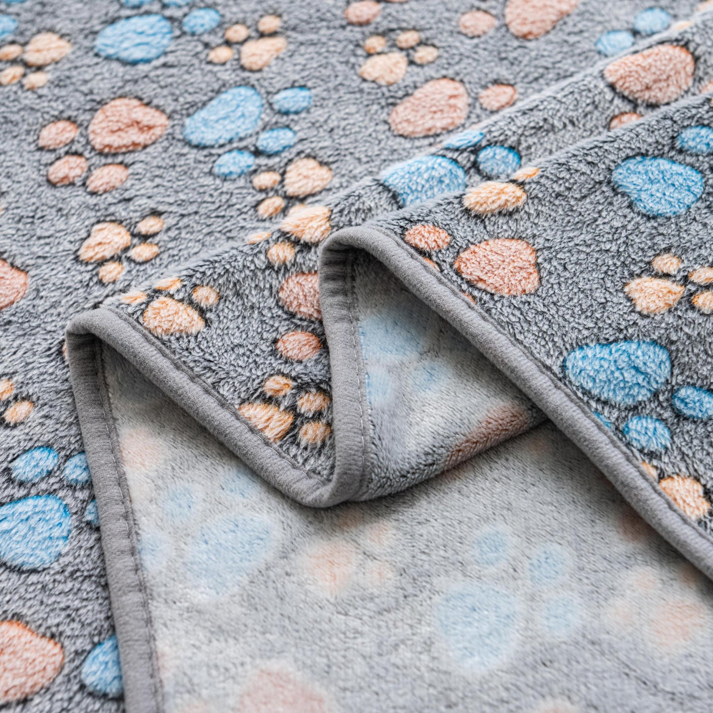 AIWEK Dog Blanket 2 Pack Soft Flannel Pet Blanket for Dogs & Cats, Cozy Puppy Blanket for Couch Bed Crate, Washable Paw Print Throw 50x60 Inch Grey&Brown