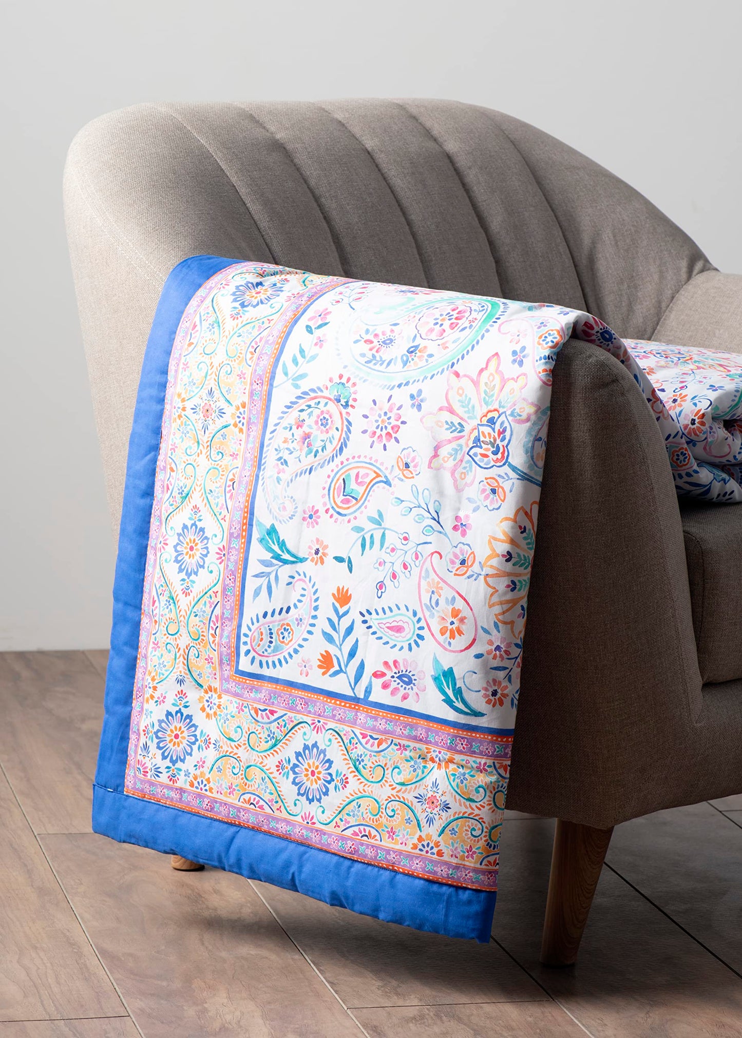 Maison d' Hermine Throw Blanket for Couch Lightweight Soft Warm Breathable Cotton Throw Blankets for Bed Girls Boys Women Men Gifts Travel Living Room Spring Summer (Indian Floral, 60" X 80")