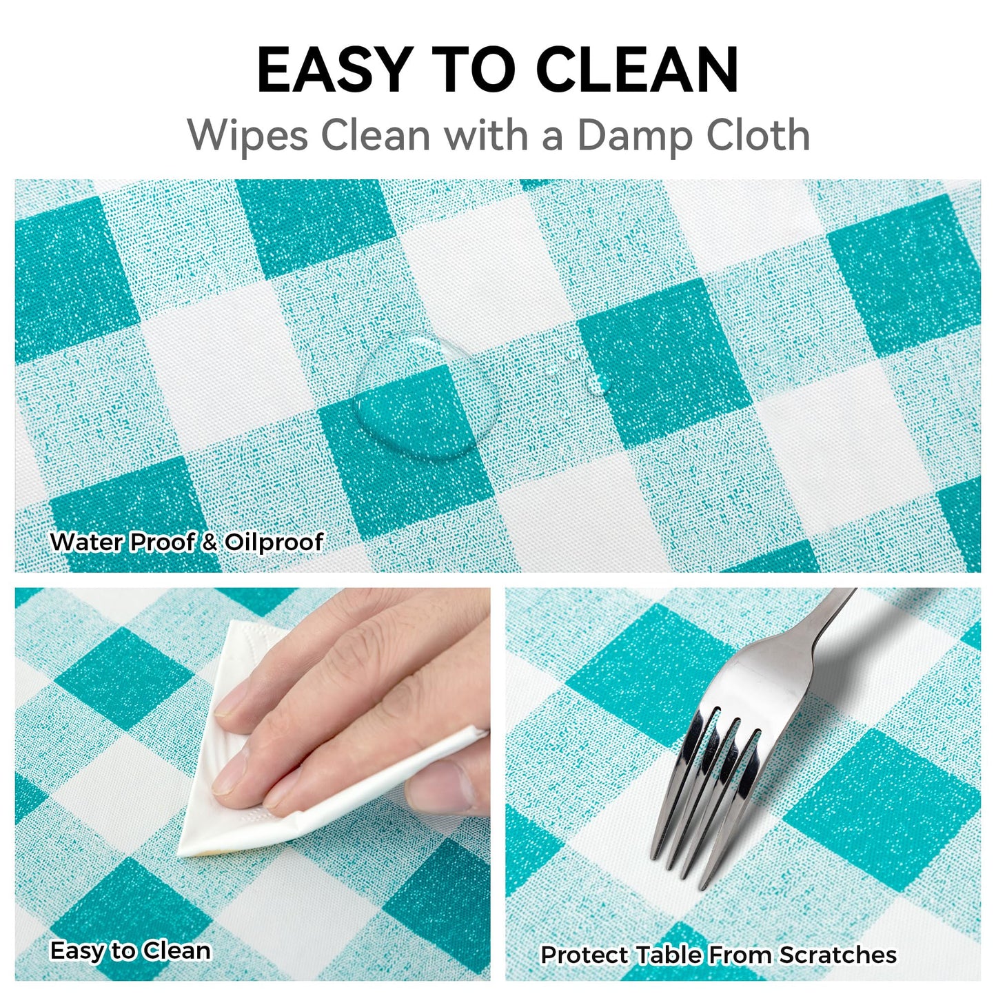vortiara 52'' X 70'' Checkered Tablecloth Disposable Vinyl Tablecloths with Flannel Backing Wipeable Spillproof Plastic Table Cover PVC Waterproof Table Cloth for Indoor Outdoor