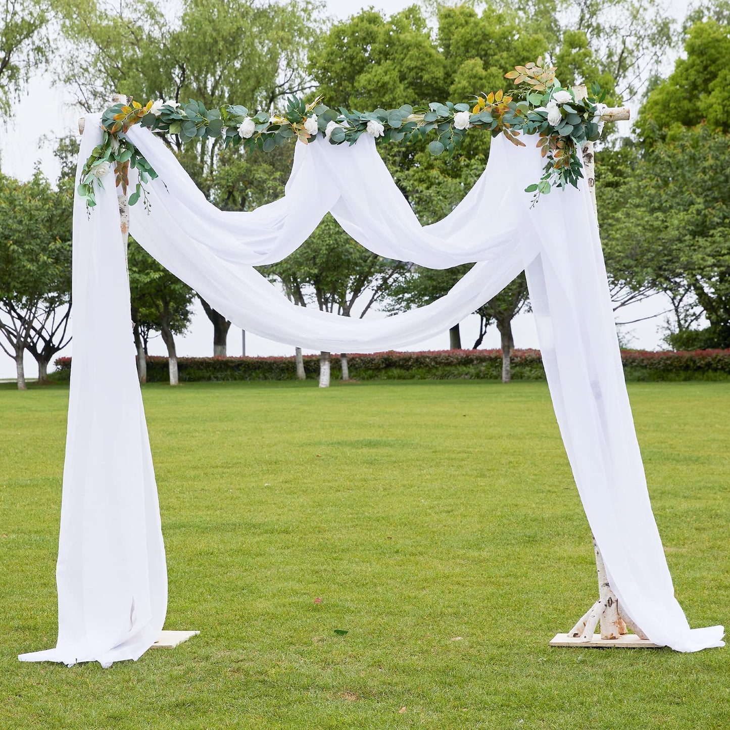 NICETOWN White Sheer Window Scarf 216 inch Extra Long 2 Panels, Soft Voile Textured Bed Canopy Scarf Curtains for Event Designs/Home Decor, 60 inches Wide,