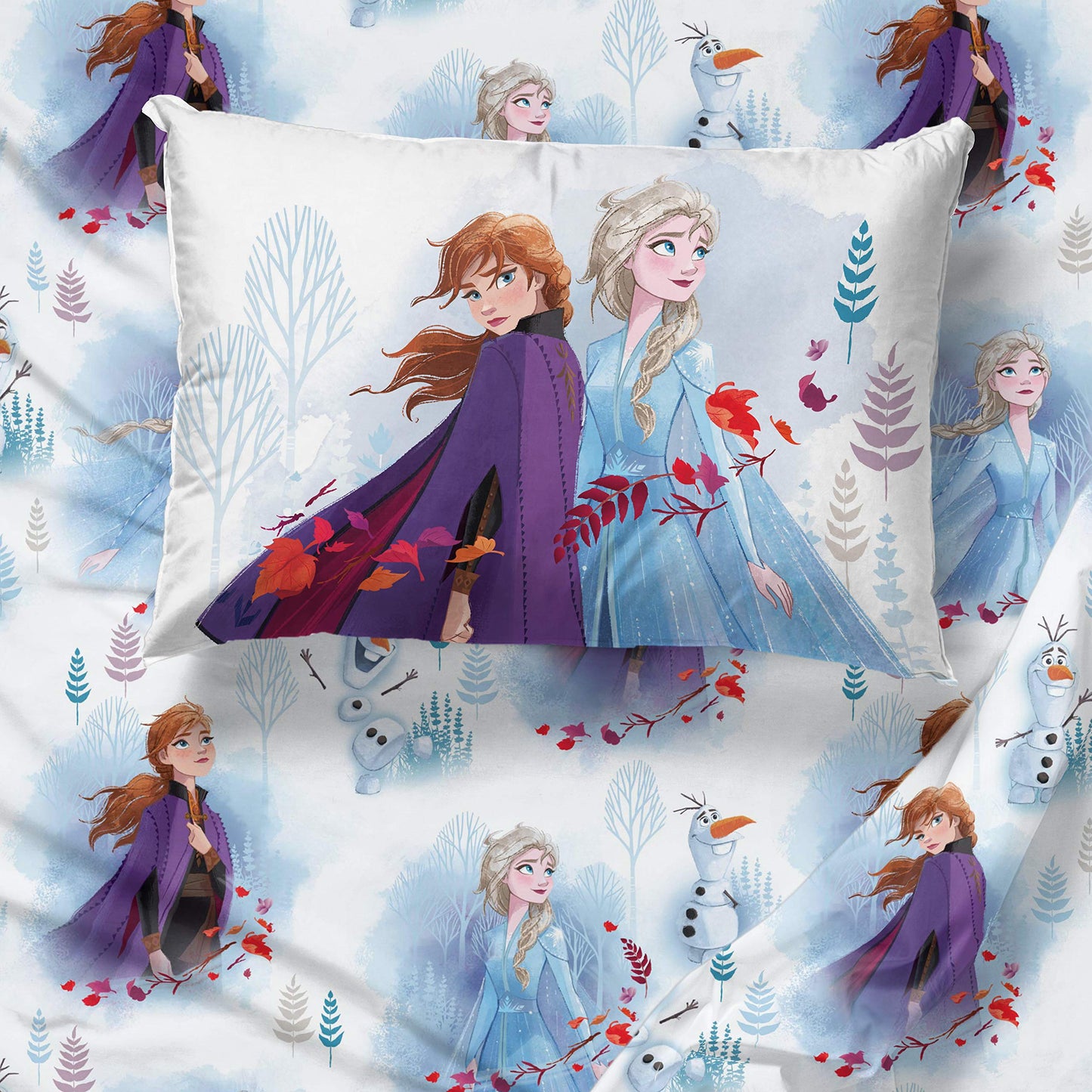 Jay Franco Kids Sheet Set with Fitted, Flat Sheets & Pillow Cover - Ultra-Soft Bedding with Pillowcase for Room Decor, Multi - Frozen, 3 Piece Twin