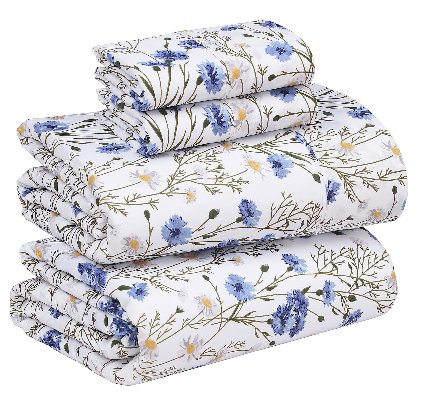 RUVANTI 100% Cotton Percale Sheets Full Size, Sweet Pea