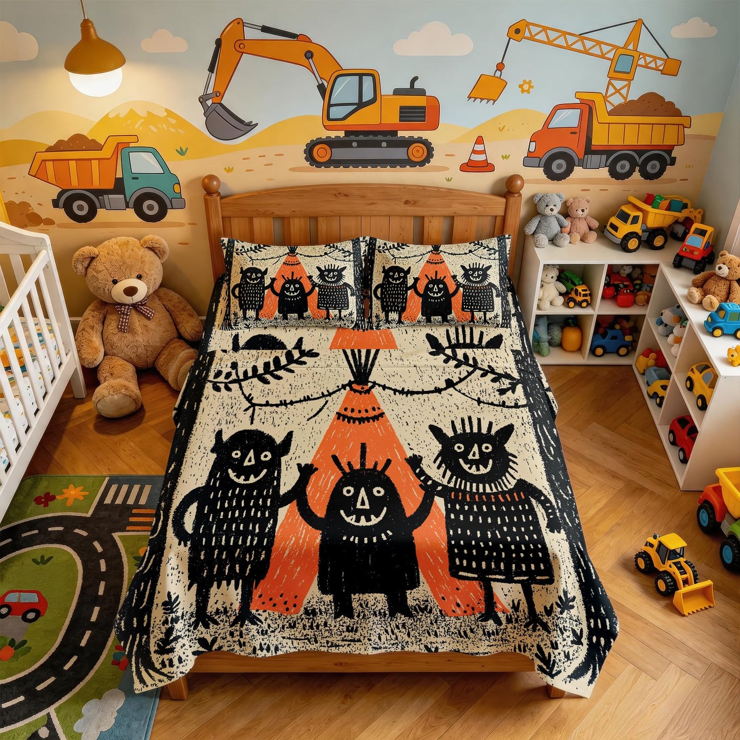 Cute Monsters Queen Bedding Set Kids Cartoon Sheet Sets