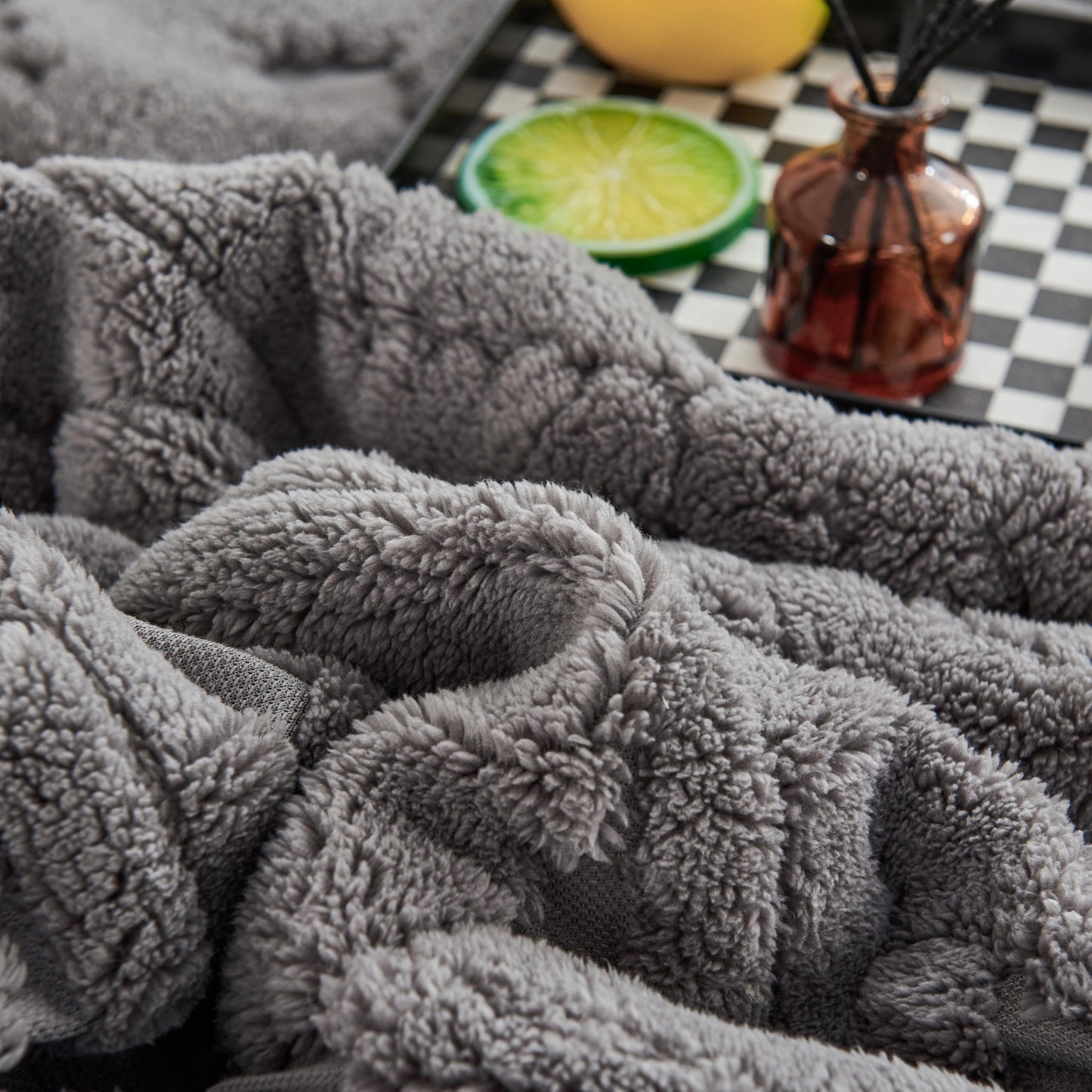 LEVINIS Boho Sherpa Fleece Blanket 80'' × 90'', Ultra Soft Aztec Queen Blanket for All Season, Cozy Plush Bohemian Throw Blankets for Bed/Couch/Sofa/Office/Camping, Dark Grey
