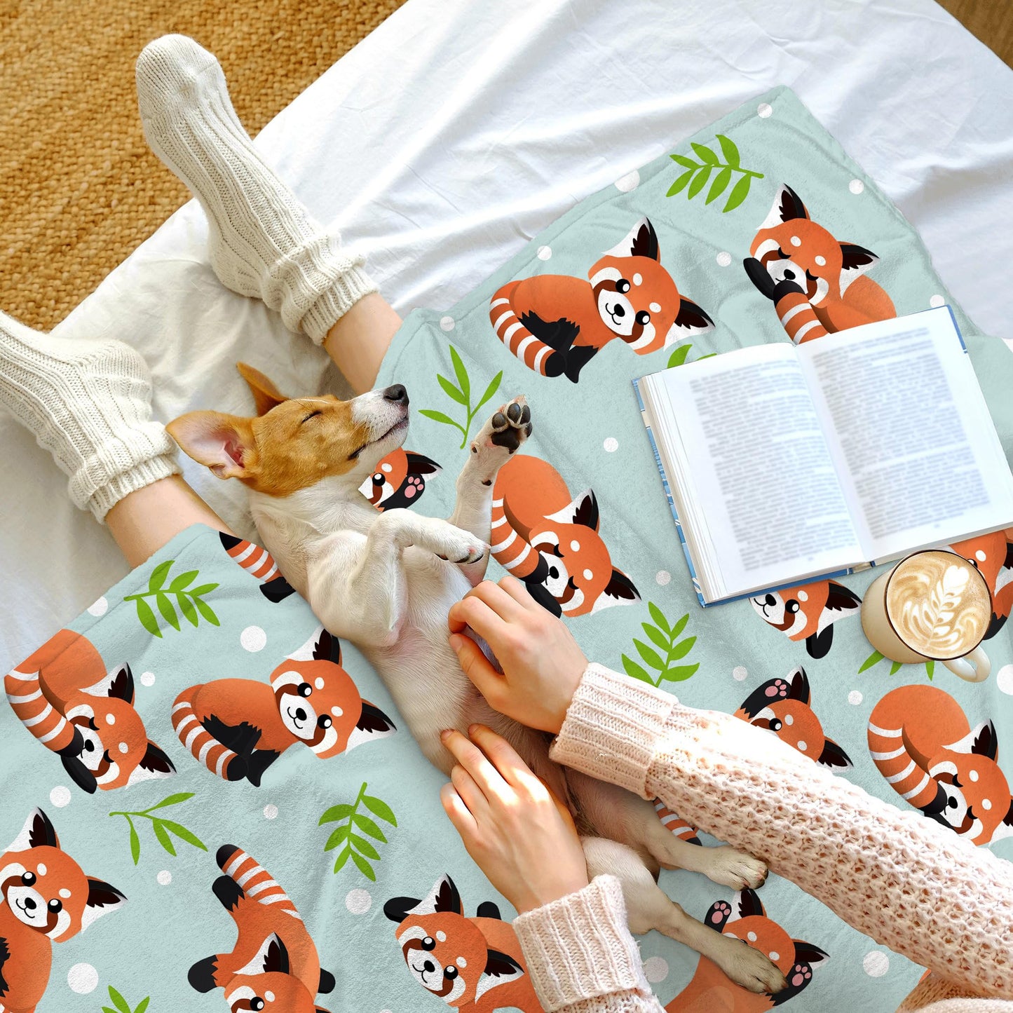 Cute Red Panda Blanket Bedding Soft Lightweight Flannel Throw Blankets for Kids Adults Bedroom Living Room Sofa Gifts 50"X40"