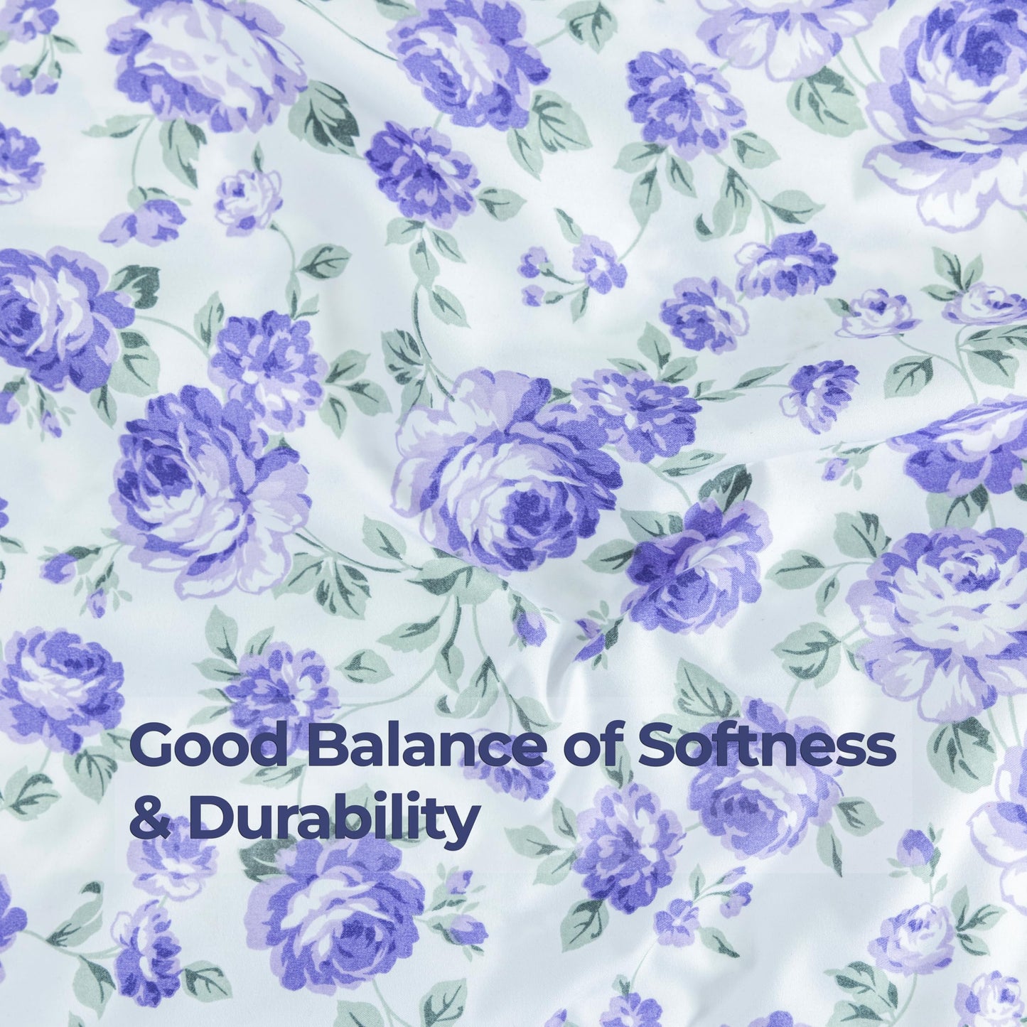 Dreamology Queen Sheet Set,4 Pieces Microfiber Sheet, Printed Sheet Set with Solid Cuffed Detail, Includes 1 Flat Sheet,1 Deep Pocket Fitted Sheet and 2 Pillowcases, Queen Bed Sheets (Purple Blossom)
