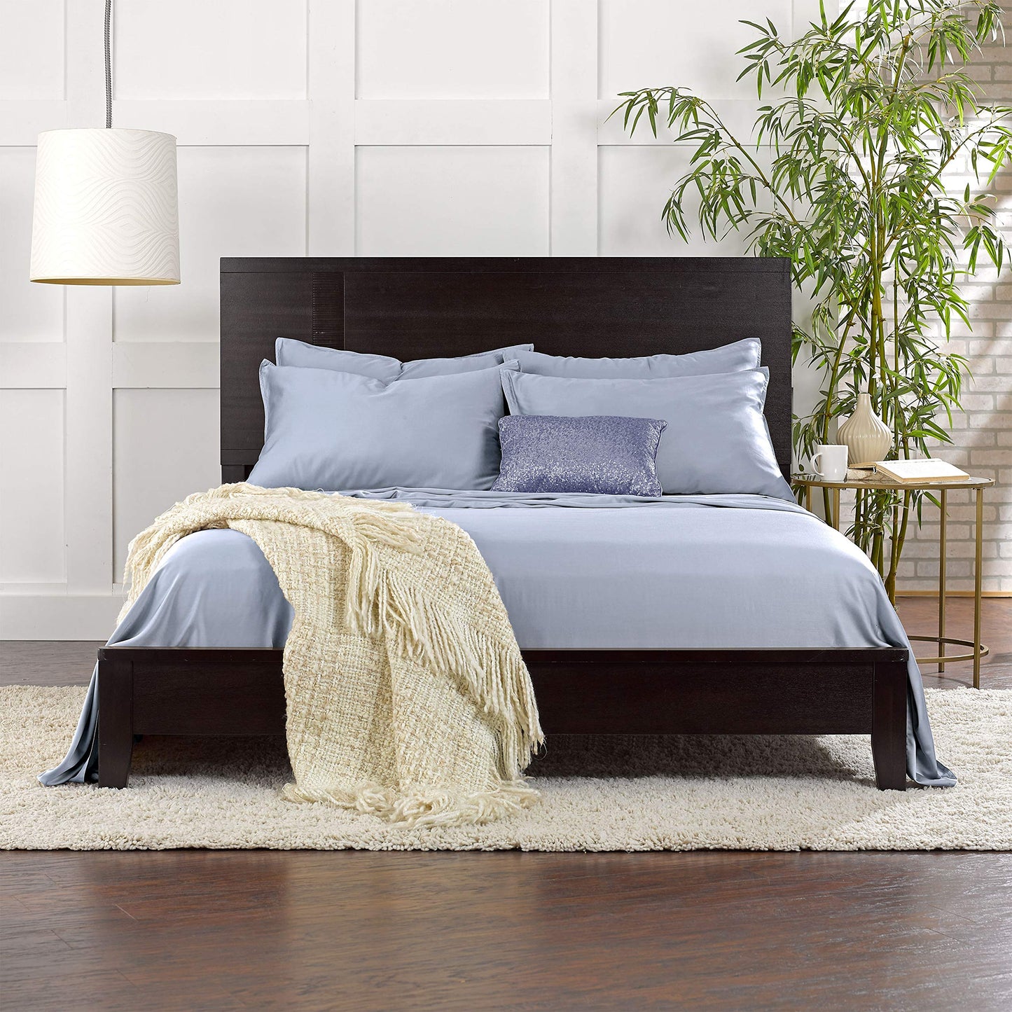 Pure Bamboo Short Queen Sheets for RV Camper (60"x75") - Genuine 100% Organic Viscose Derived from Bamboo Bed Sheet Set, Soft & Cooling, 2 Year Quality Promise (Short Queen, Sterling Blue)