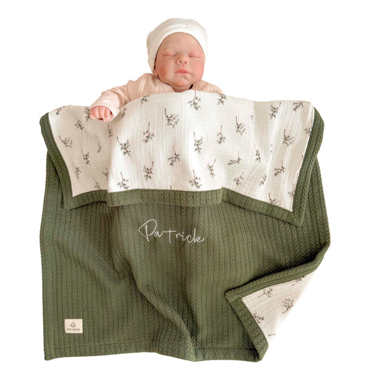 Mouliss Personalized Baby Blanket with Name – Handmade 100% Organic Cotton Newborn Gift | Custom Knit Blanket for Boys, Girls, Kids & Baby Showers