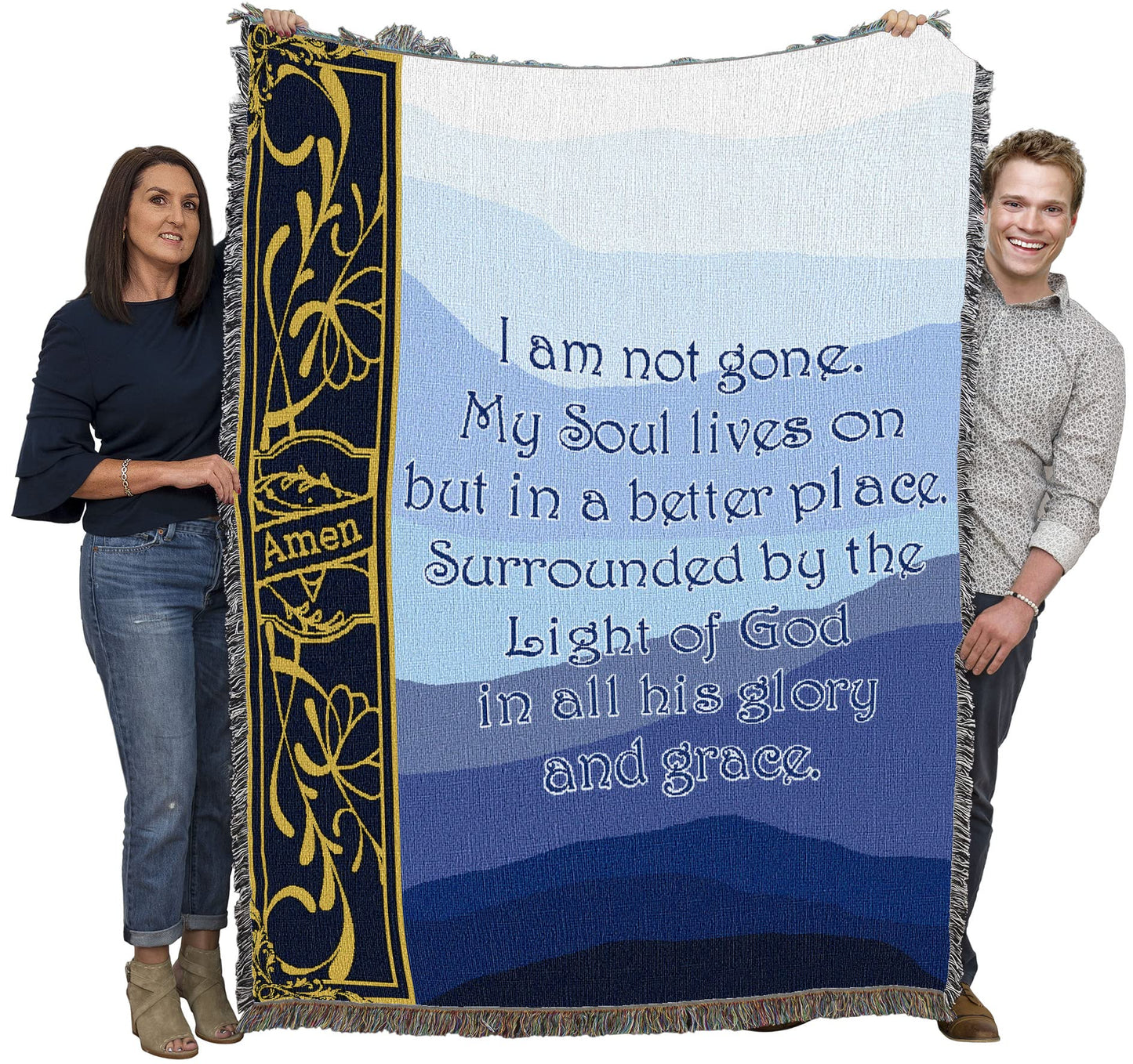 Pure Country Weavers I Am Not Gone My Soul Lives On Blanket Blue - Sympathy Bereavement Gift Tapestry Throw Woven from Cotton - Made in the USA (72x54)