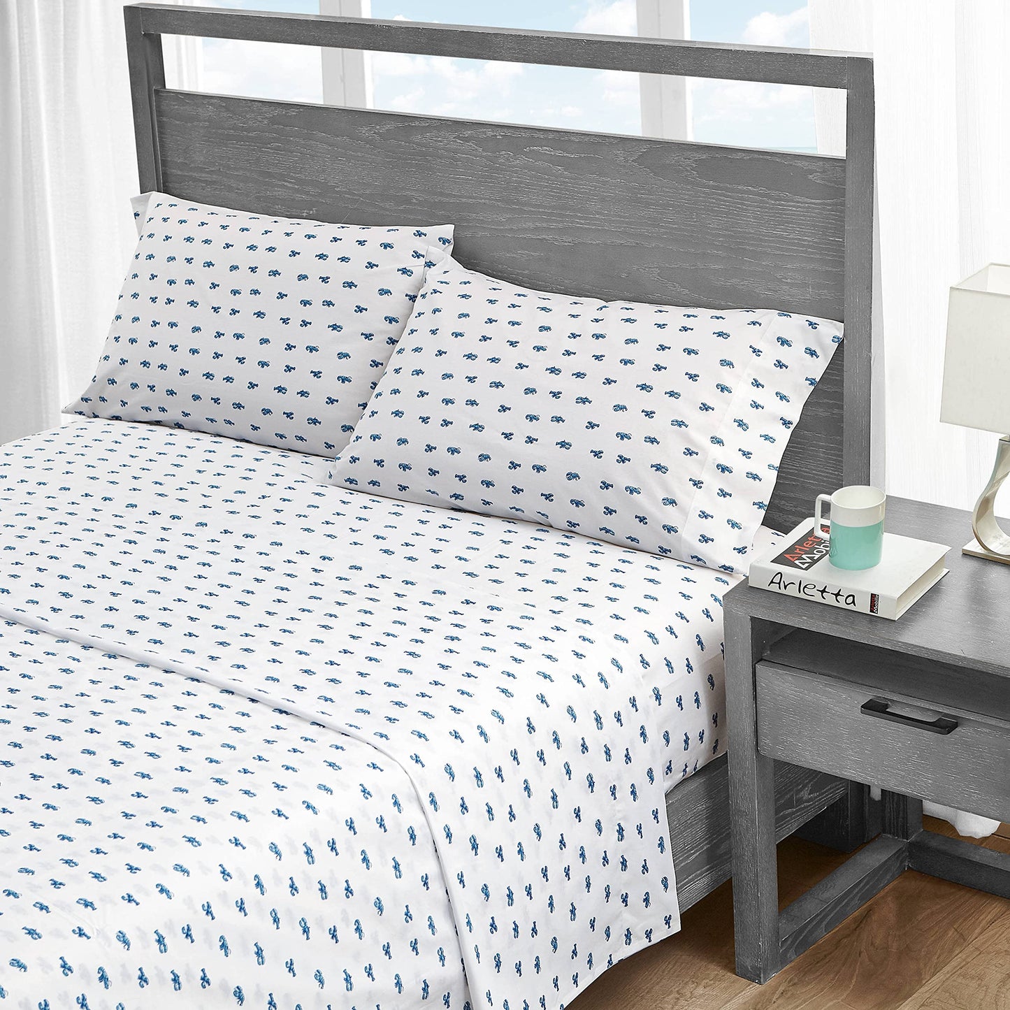 Nautica – Full Size Sheet Set, Crisp Cotton Percale Bedding with Matching Pillowcases, Lightweight & Breathable Bed Sheets, Deep Pocket, College Dorm Room Essentials (Cloyster Blue)