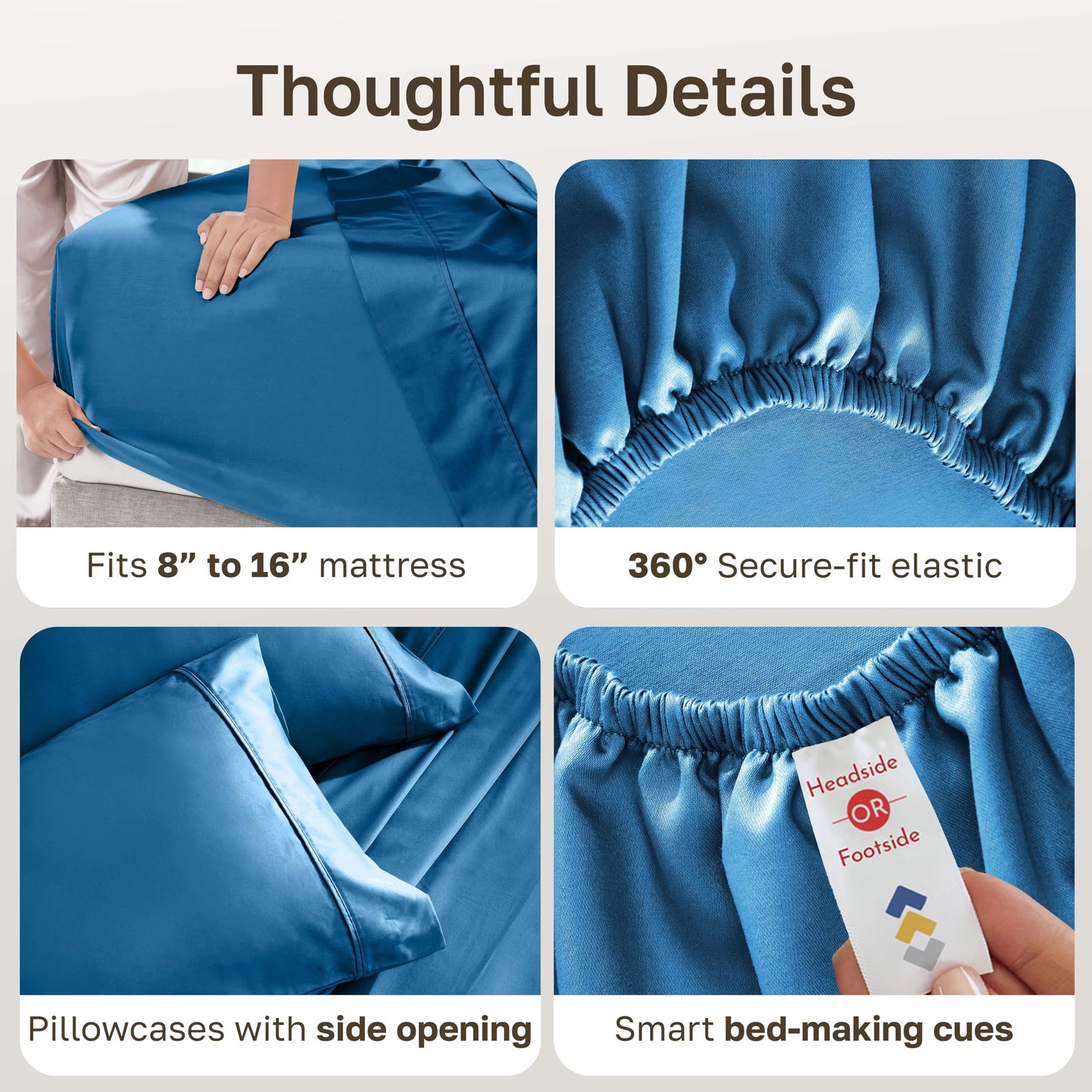California Design Den Soft Queen Size Cotton Sheet Sets, 400 TC Good Housekeeping Award Winner, Silky Smooth Sateen Weave with Deep Pockets, Breathable and Durable Queen Bedding Set - Cobalt Blue