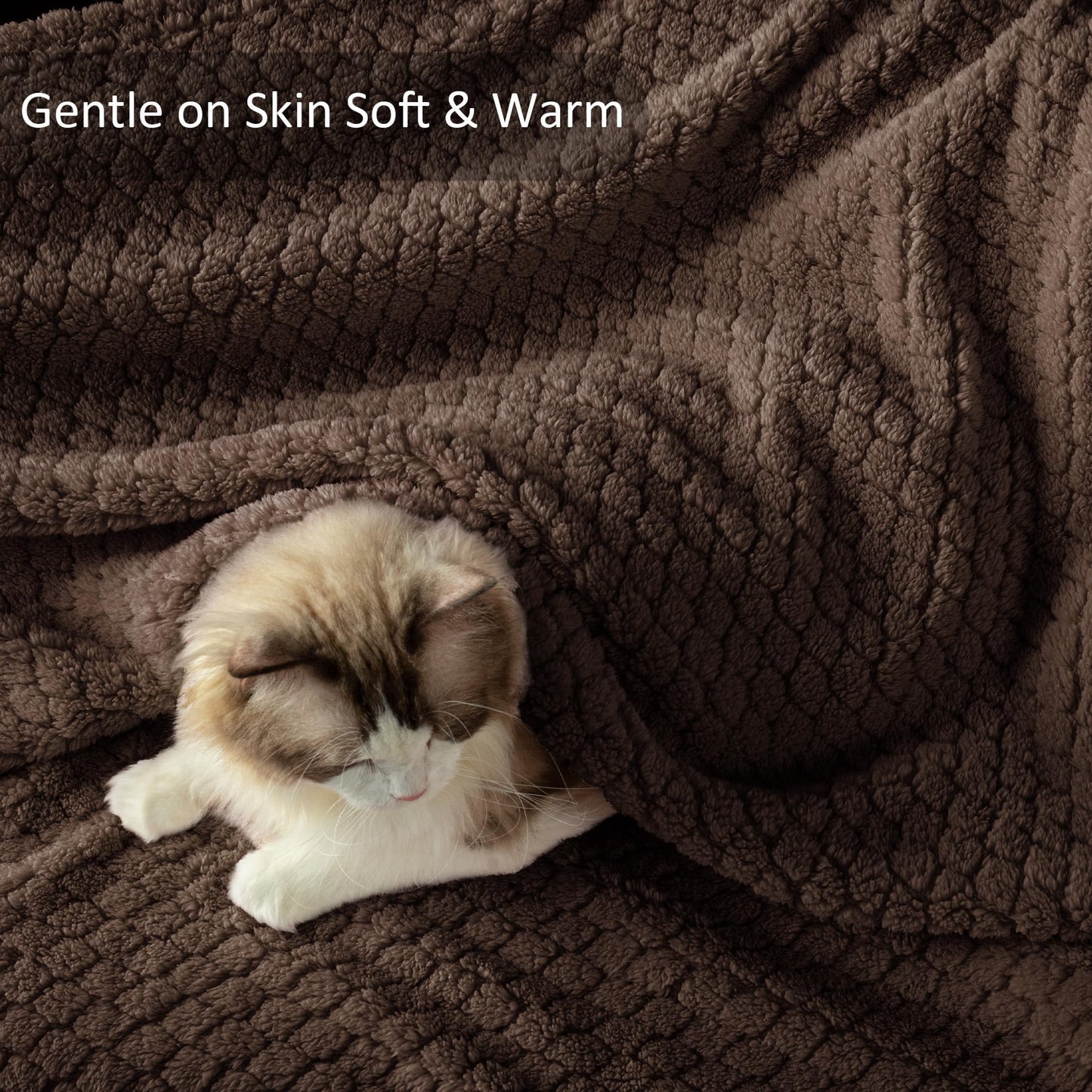 Exclusivo Mezcla Fleece Throw Blanket for Couch and Bed,Extra Soft Warm Decorative Fuzzy Throws for Women,Lightweight Cozy Blankets Size 50x60 Inches, Coffee