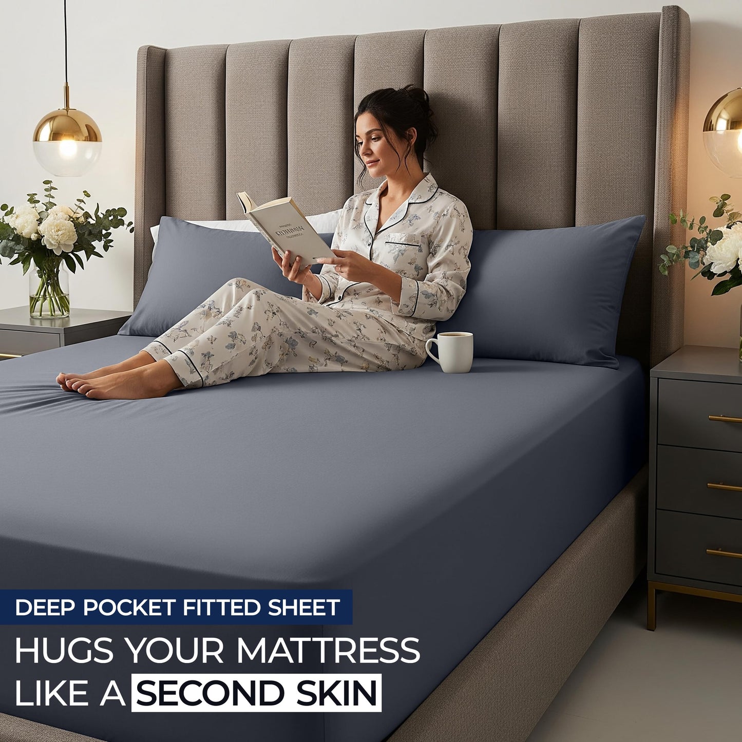 Utopia Bedding Extra Deep Pocket Queen Fitted Sheet, Fits up to 21 Inch Mattress - Hotel Luxury, Soft, Breathable and Comfy - Shrinkage and Fade Resistant - Easy Care (Grey)