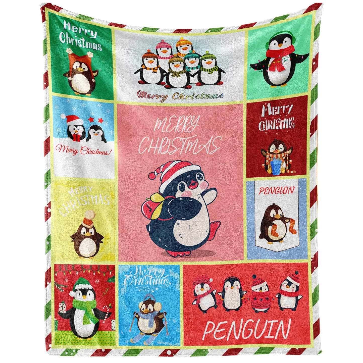 Penguin Blanket Gifts - 60"x80" Cute Throw Blanket for Adults, Kids - Colorful Soft Plush Blankets for Bed, Couch & Living Room