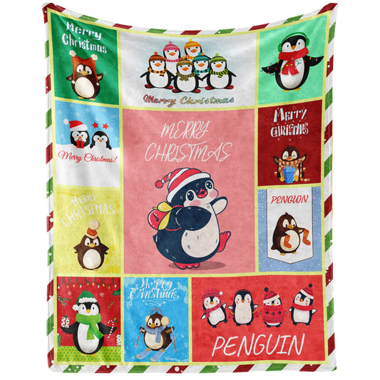 Penguin Blanket Gifts - 60"x80" Cute Throw Blanket for Adults, Kids - Colorful Soft Plush Blankets for Bed, Couch & Living Room