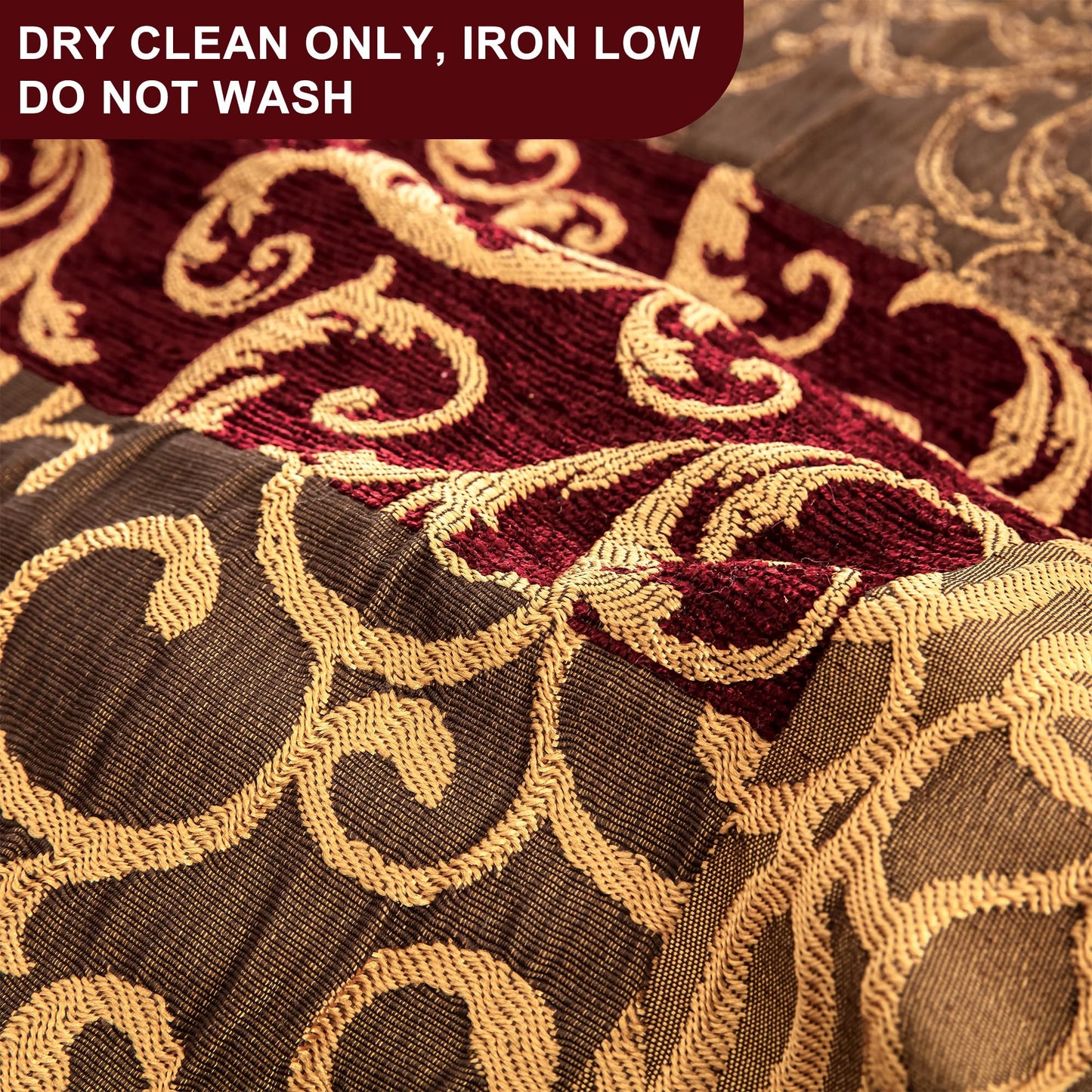 Loom and Mill 9-Piece Jacquard Luxury Traditional Patchwork Comforter Sets, Ultra Soft Bedding with Euro Shams, Bedskirt, Filled Decorative Pillow for Home (Loong, King),Red Gold