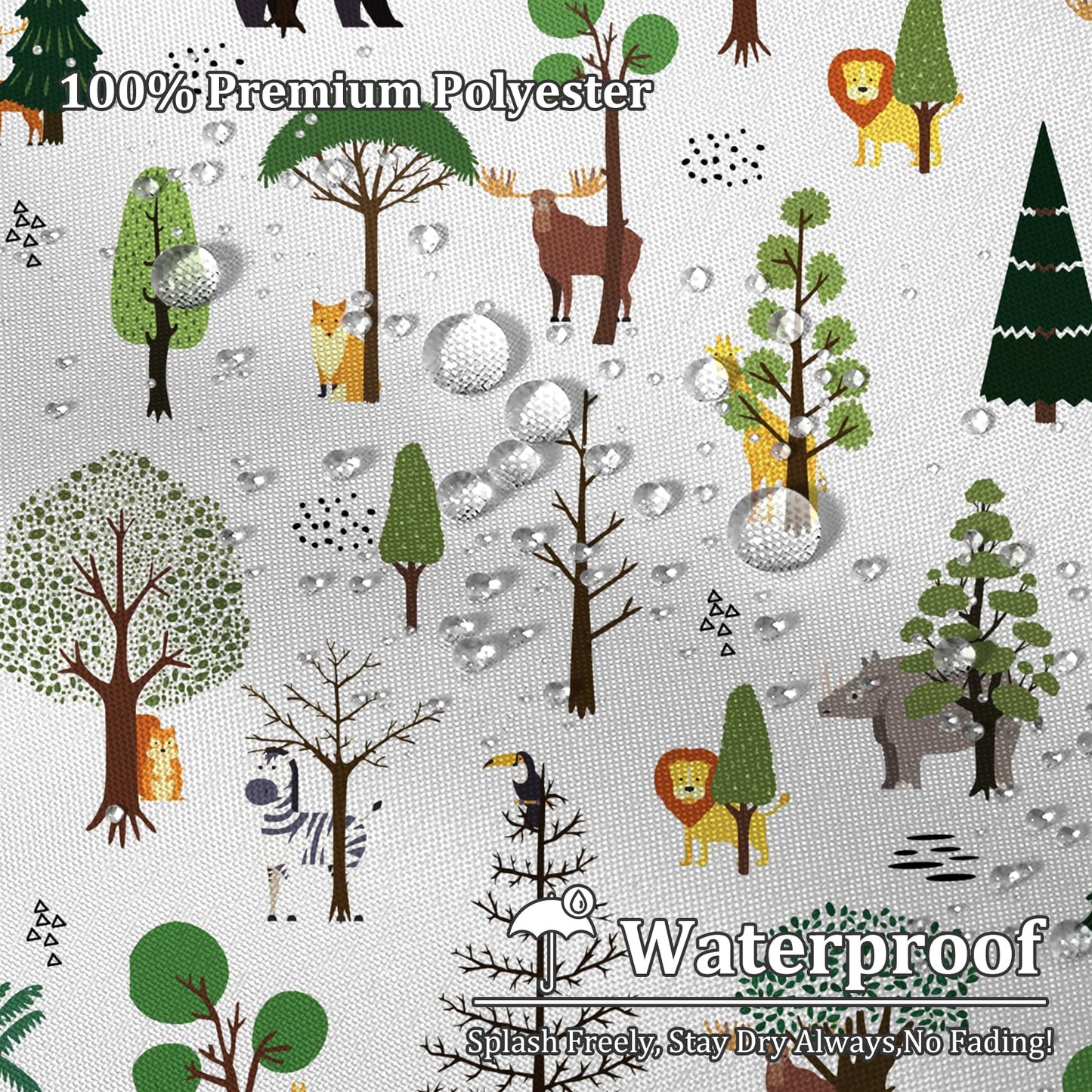 Renaiss 72 x 72 Inch Rustic Forest Kids Shower Curtain Set for Bathroom Country Lion Giraffe Zebra Bear Woodland Wild Animals Farmhouse Bathroom Shower Curtain Nature Tree Bathtub Decor Set with Hooks