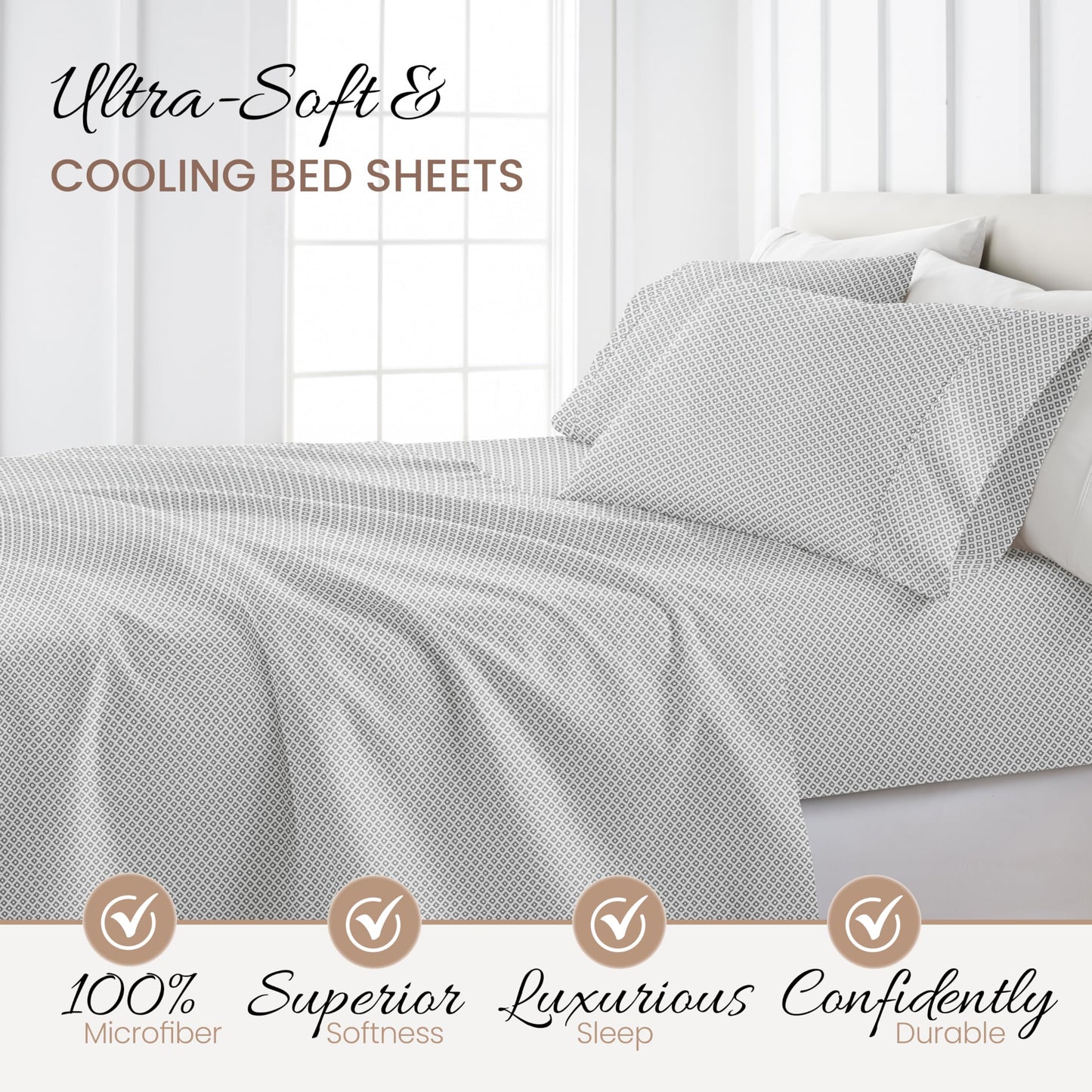 Linen Market 4 Piece Full Bedding Sheet Set (Gray Polaris) - Sleep Better Than Ever with These Ultra-Soft & Cooling Bed Sheets for Your Full Size Bed - Deep Pocket Fits 16" Mattress
