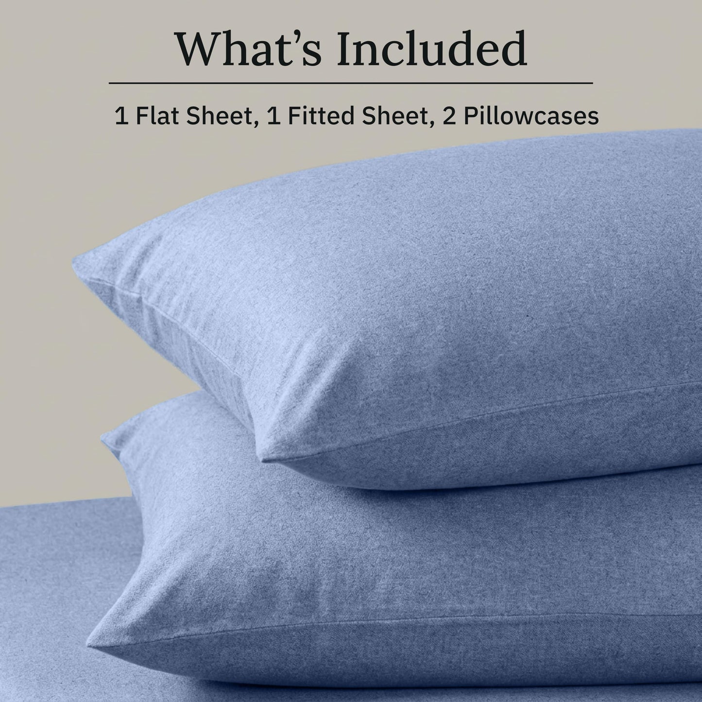 California Design Den Flannel Queen Sheet Set - Made in Portugal, 4-Pc 100% Cotton Flannel Sheets Queen Size Deep Pocket Set with Extra Depth, Thick, Velvet Soft, Triple-Brushed - Heather Blue