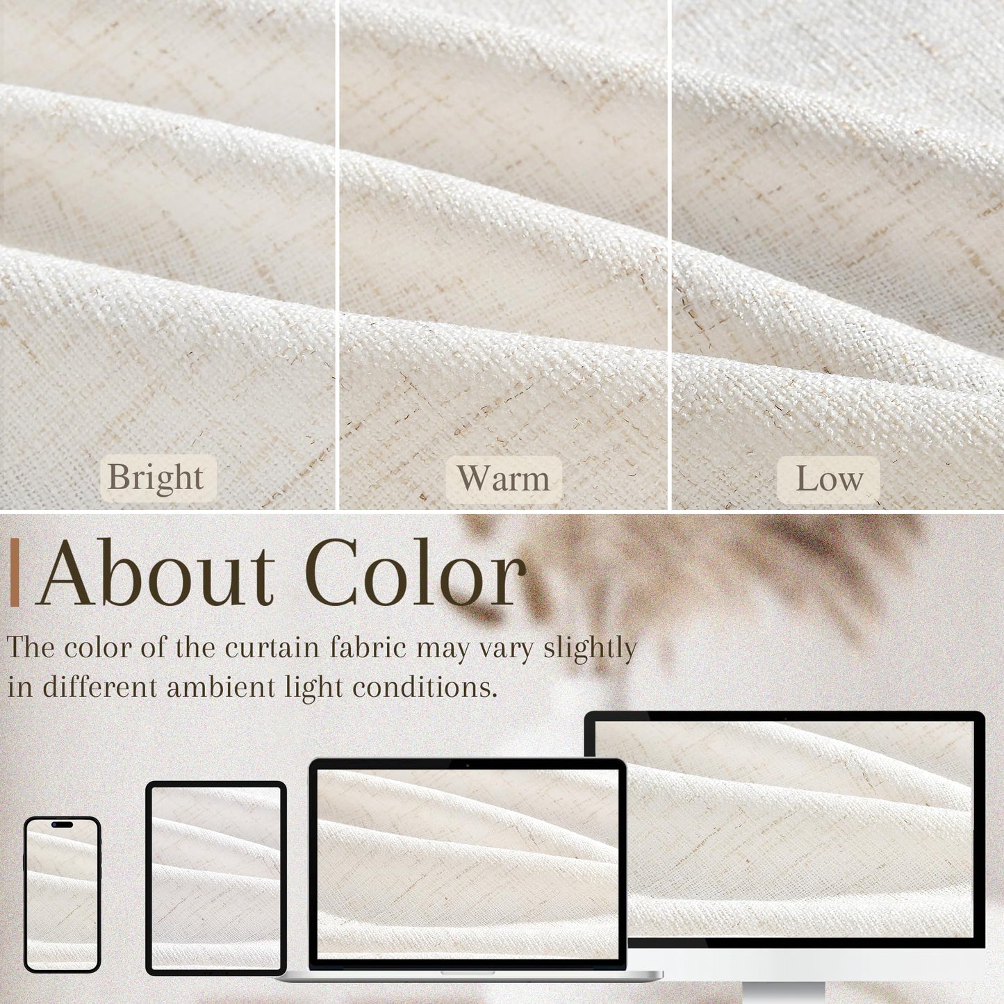 Joywell Kitchen Window Curtains 40 Inch Length - Short Linen Pinch Pleated Drapes 2 Panels, Natural Cream Semi Sheer Light Filtering Privacy Small Curtain with Back Tab Clip Rings 34x40