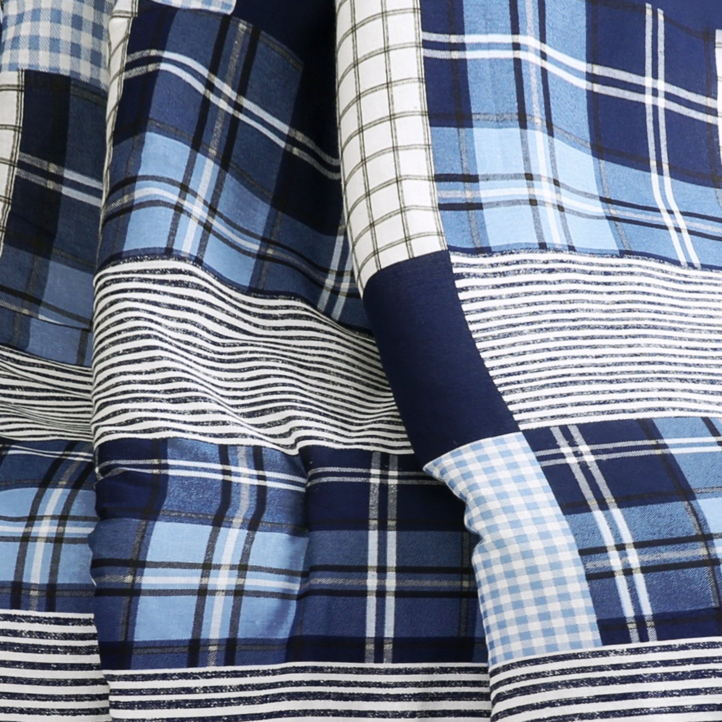 Lush Decor Greenville Cotton Throw Blanket 50" W x 60" L Navy - Cotton Blanket for Bed -Patchwork Quilt - Farmhouse Couch Blankets - Rustic Home Decor