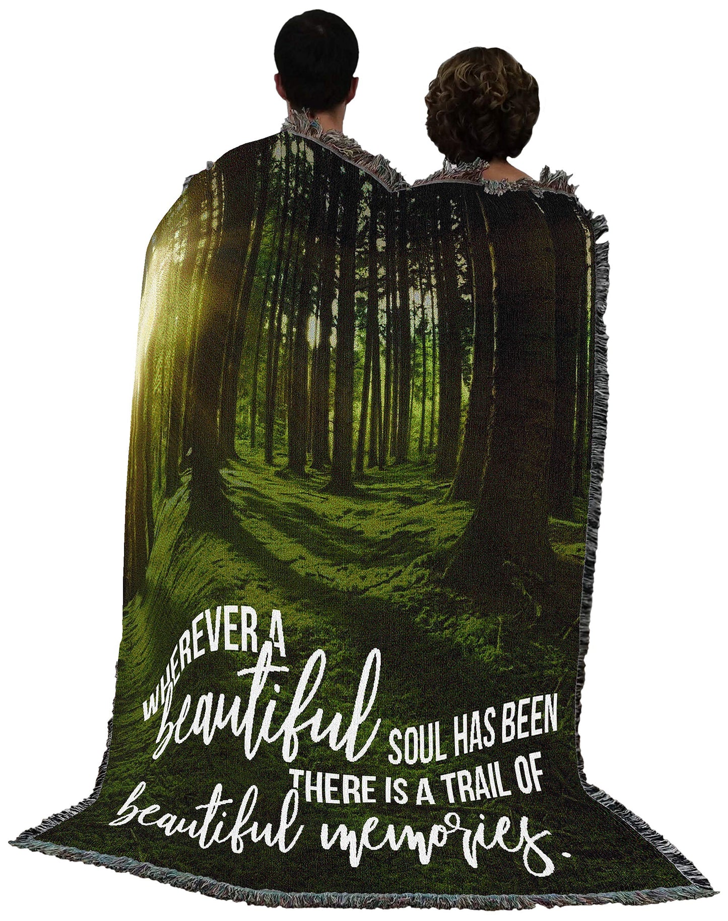 Pure Country Weavers Wherever A Beautiful Soul Has Been There is A Trail of Beautiful Memories Blanket - Sympathy Bereavement Gift Tapestry Throw Woven from Cotton - Made in the USA (72x54)