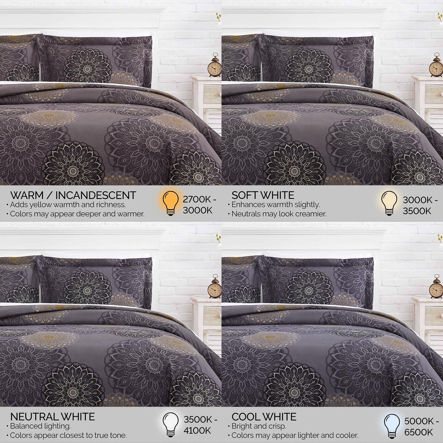 Southshore Fine Living, Inc. Oversized Floral Duvet Cover King Size/California, Reversible Cal King Duvet Cover Set, Pet Hair Resistant Bedding, 2 Pillow Shams, Insert Not Included - Midnight Black