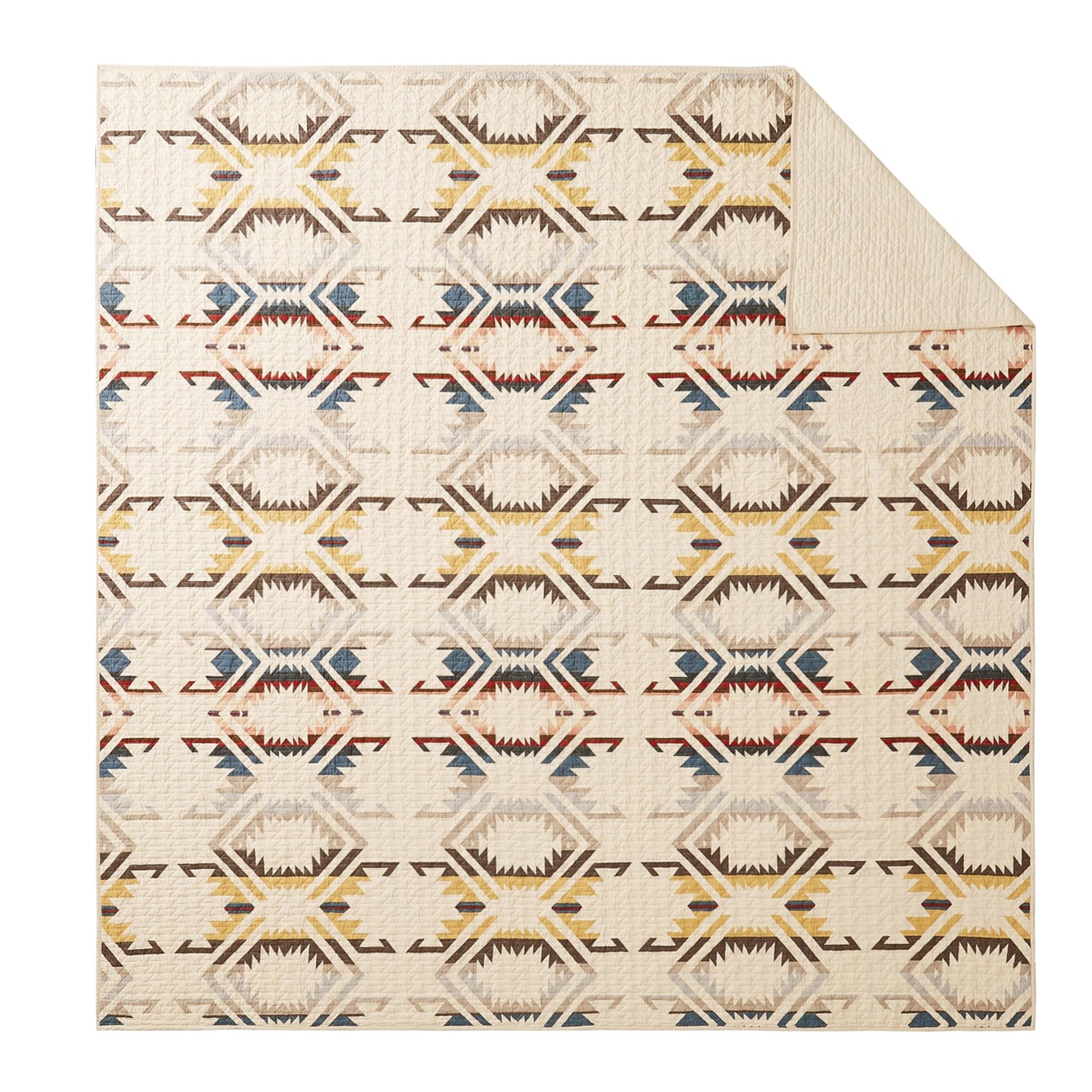 Pendleton White Sands Queen Quilt Bedding Set with 2 Pillow Shams, Luxury Cotton Quilt, Lightweight Quilted Bedspread or Coverlet, Western Bedding, Machine Washable, Full/Queen, Beige Diamond Print