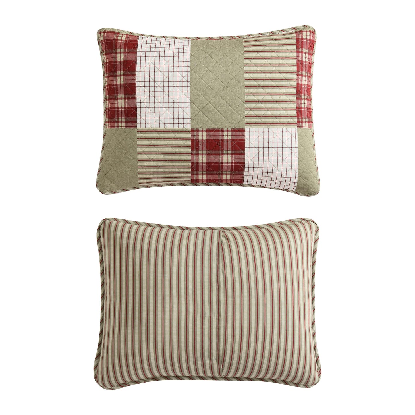 Eddie Bauer - Quilt Set, Reversible Cotton Bedding with Matching Shams, Luxurious Bedding Set (Camino Island Red, Queen)