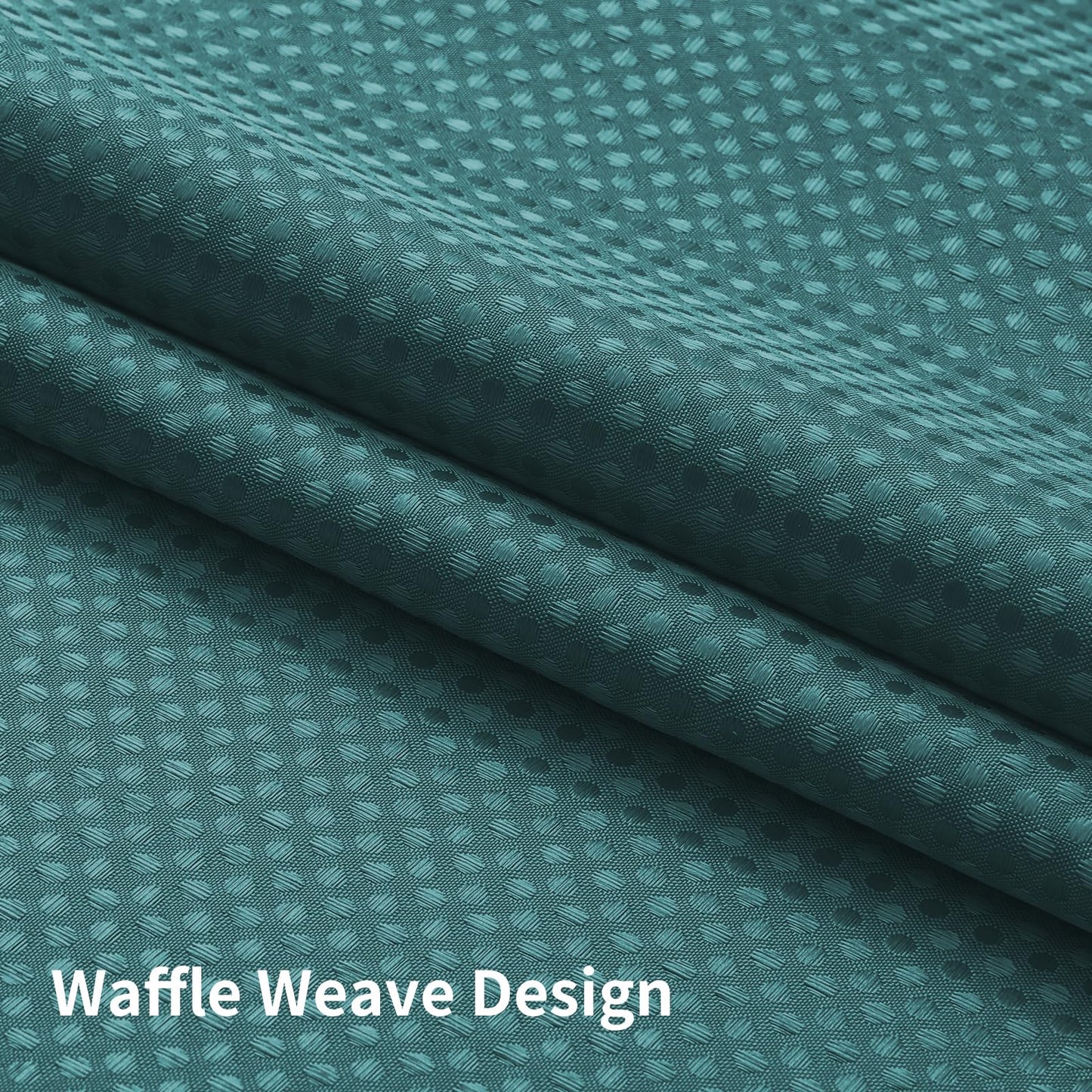 No Hook Shower Curtain with Snap in Fabric Liner, Waffle Weave Heavy Duty Thick Shower Curtains with Mesh Top Window, Hotel Style Waterproof Bathroom Curtain Set, 72 x 75 Inch, Seaweed Green