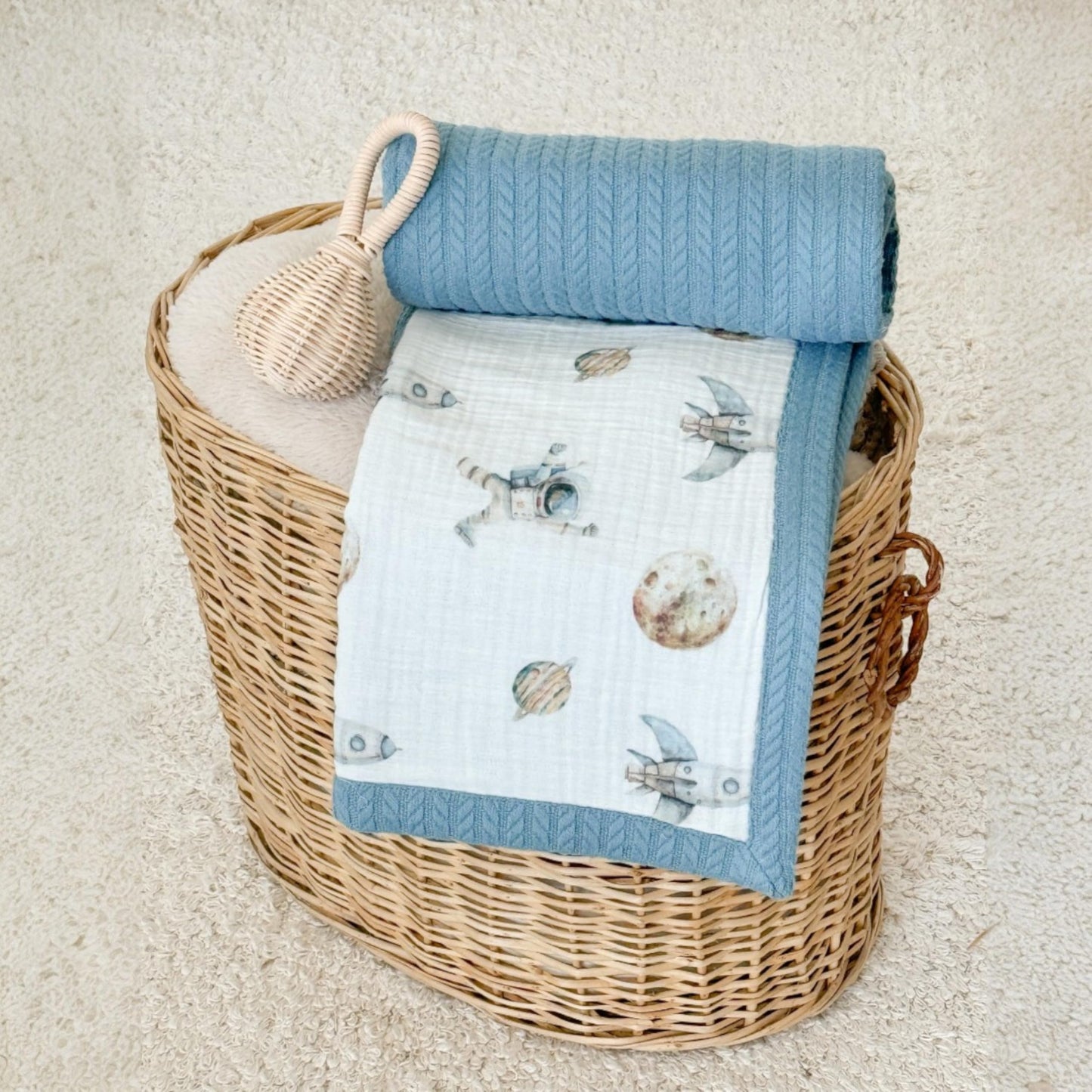 Mouliss Personalized Baby Blanket with Name – Handmade 100% Organic Cotton Newborn Gift | Custom Knit Blanket for Boys, Girls, Kids & Baby Showers