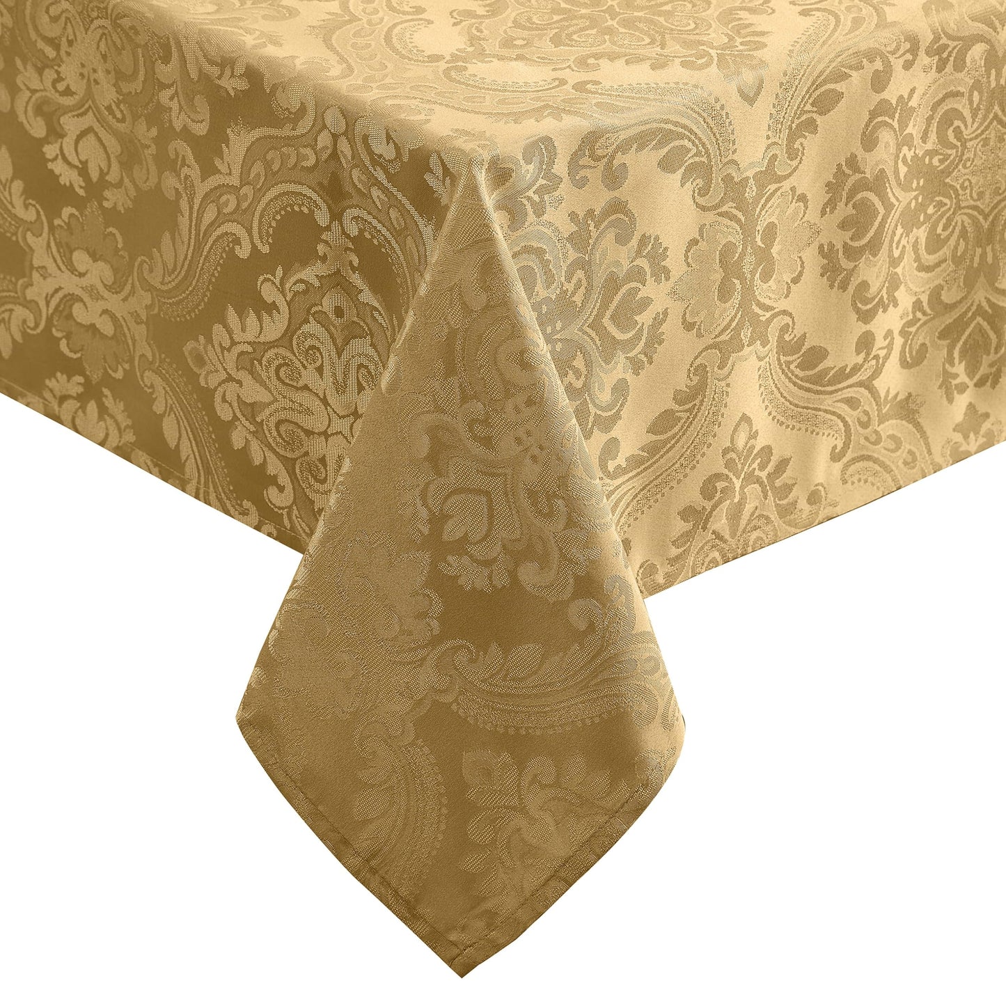 Threadmade Caiden Elegance Damask Tablecloth, Gold - 52" W x 52" L Square