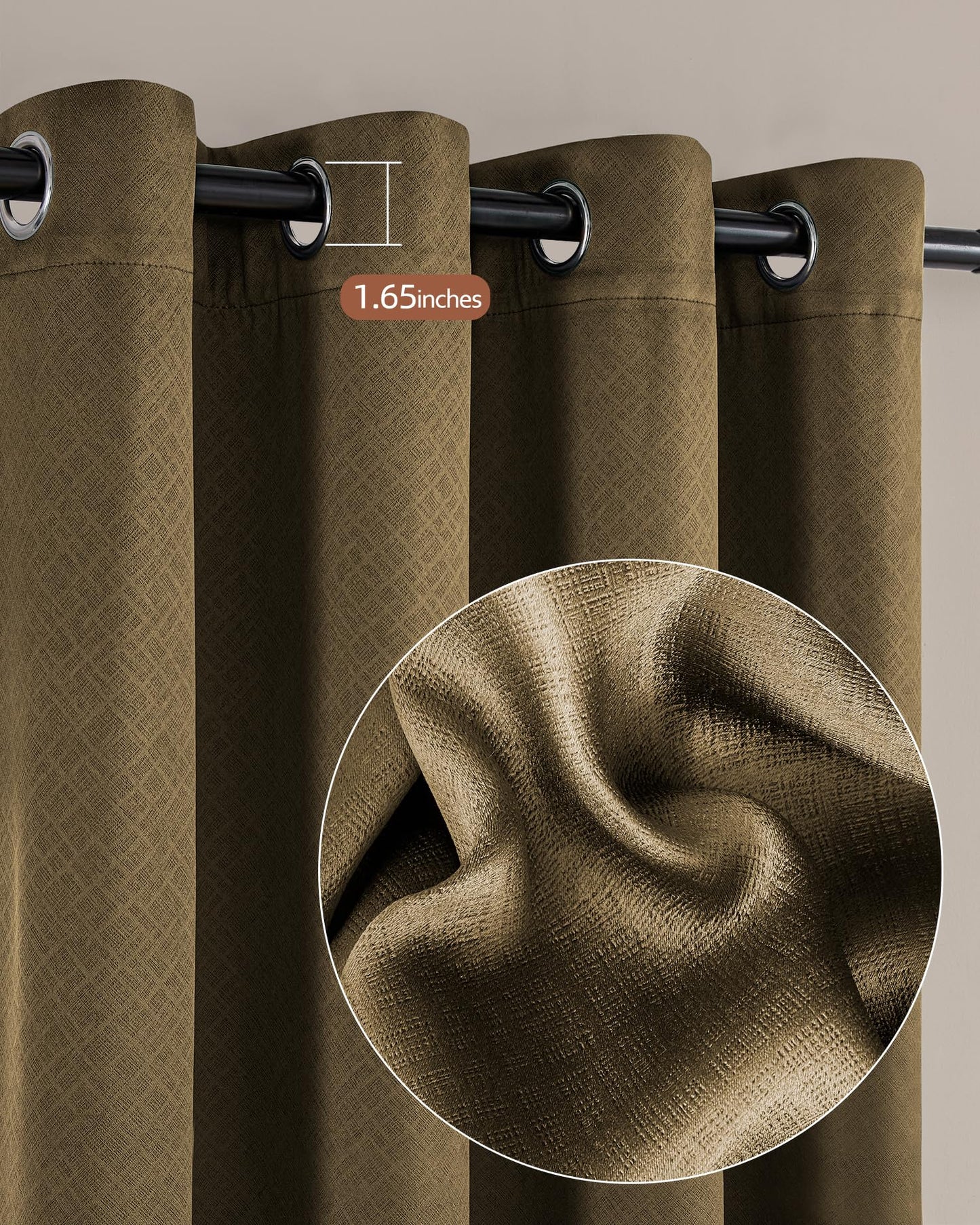 MISSTIAM Gold Blackout Curtains for Bedroom and Living Room 2 Panels Set 84 inches Length Thermal Insulate Curtains, Cold or Heat and Full Light Blocking Curtains