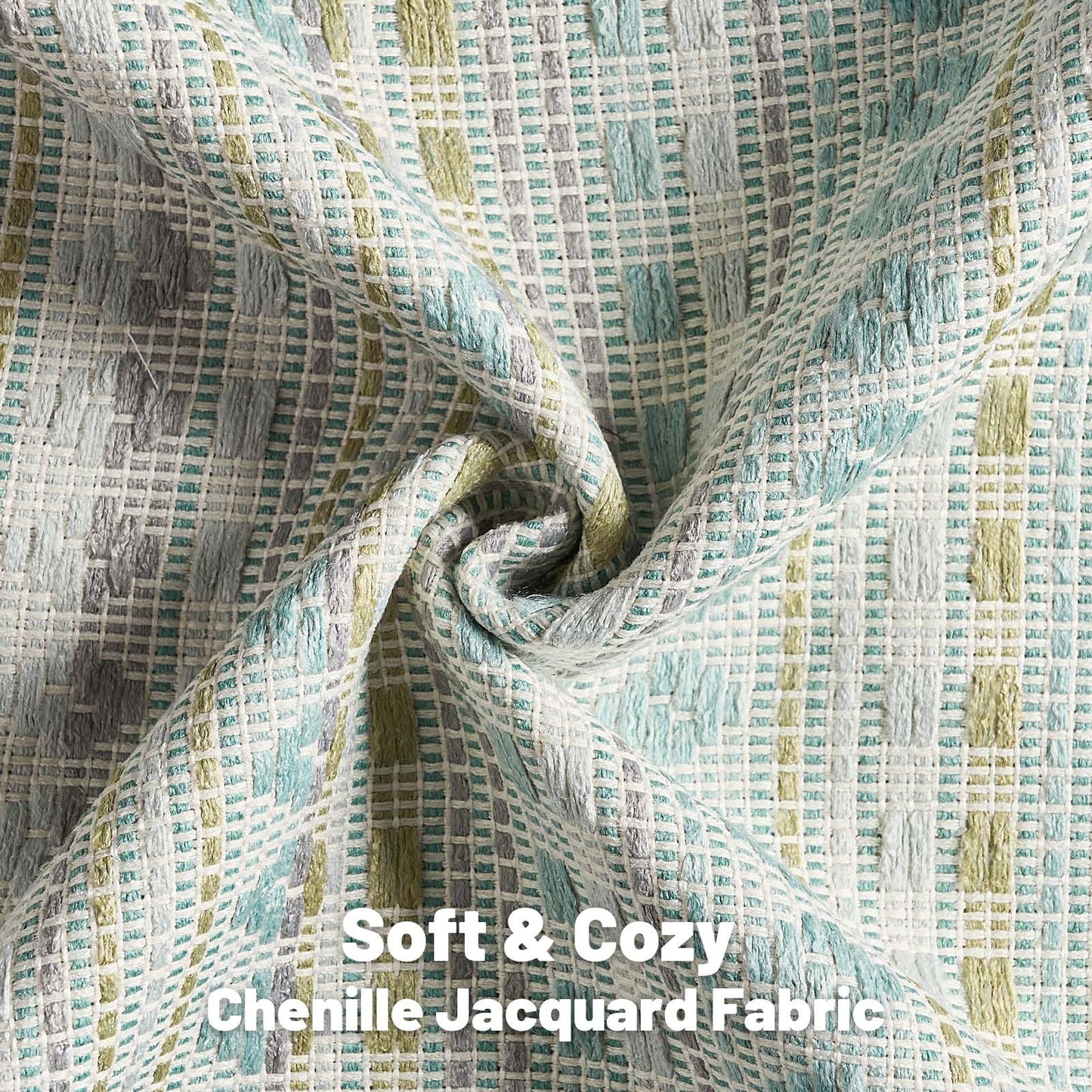 FUTEI Pack of 2 Chenille Jacquard Throw Pillow Covers 18x18 Inch Soft Cozy Woven Embroidery Decorative Cushion Case Boho Farmhouse Accent for Couch Bed Living Room, Green Blue