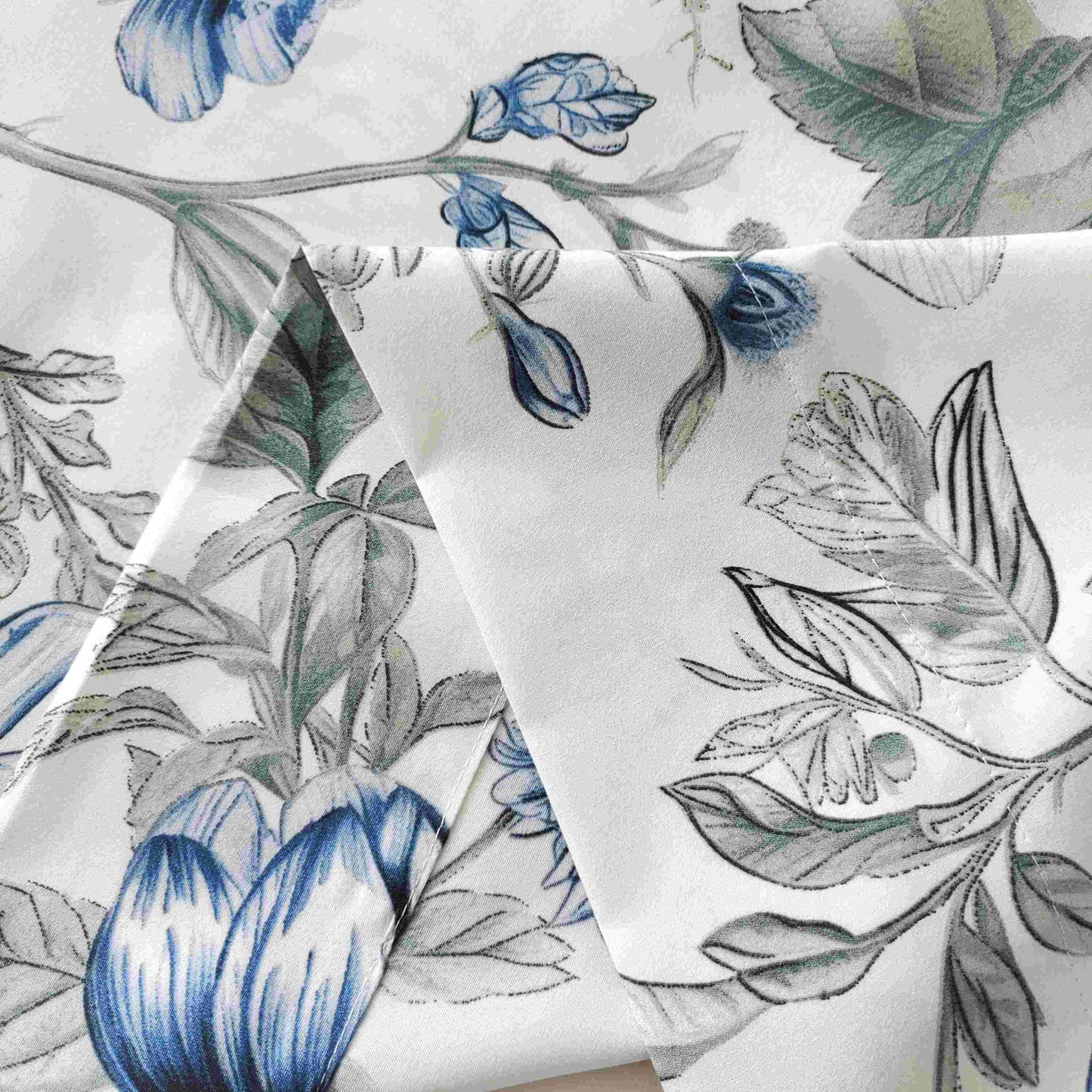 SDIII Blue Floral Full Fitted Sheet with 2 Pillowcases, Deep Pocket Soft Microfiber Full Size Bed Sheets Floral Blue All Season