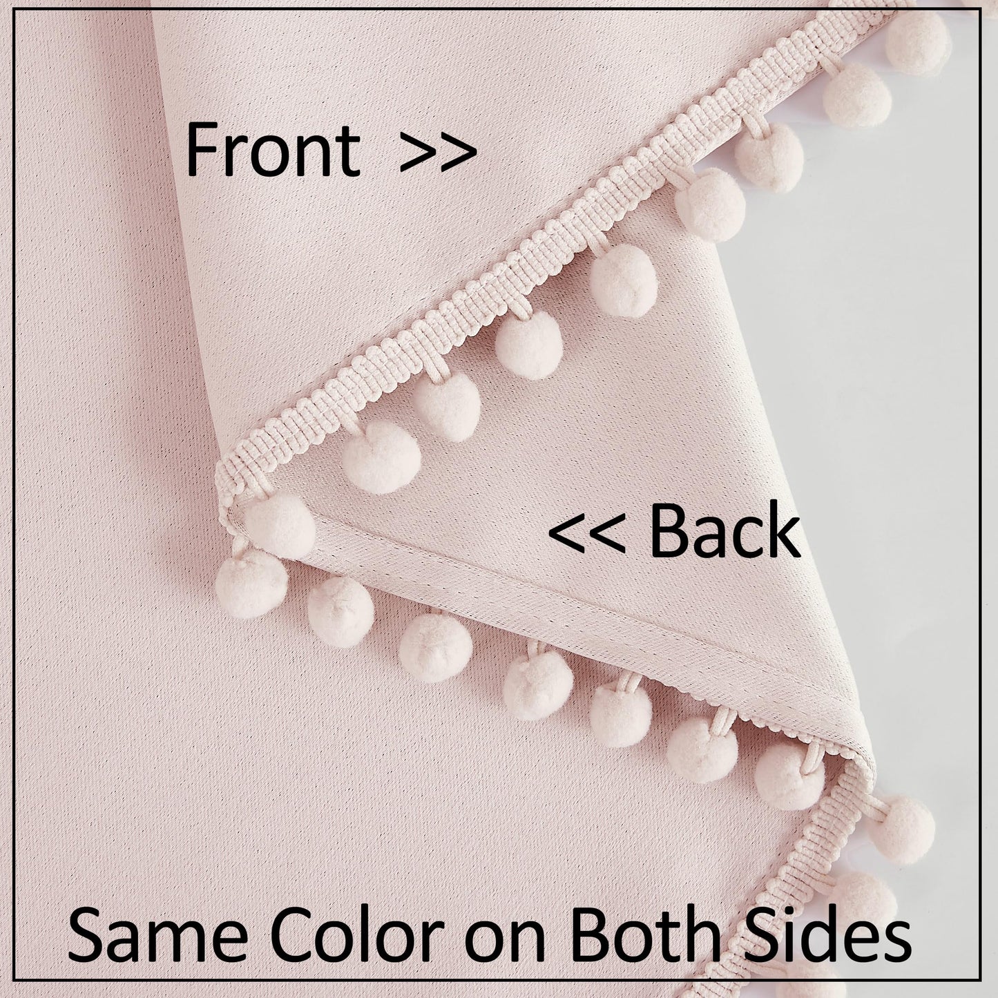 Treatmentex Pompom Blackout Curtains for Bedroom Pink Girls 84 inch Energy Efficient Thermal Insulated Living Room Darkening Curtain Panels for Kitchen Nursery Room 52" w x2 Panels Rod Pocket