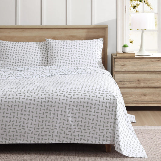 Eddie Bauer - Twin Sheet Set, Cotton Percale Bed Sheets, Crisp & Cool, Ideal Dorm Essentials (Laurel Leaves, Twin)